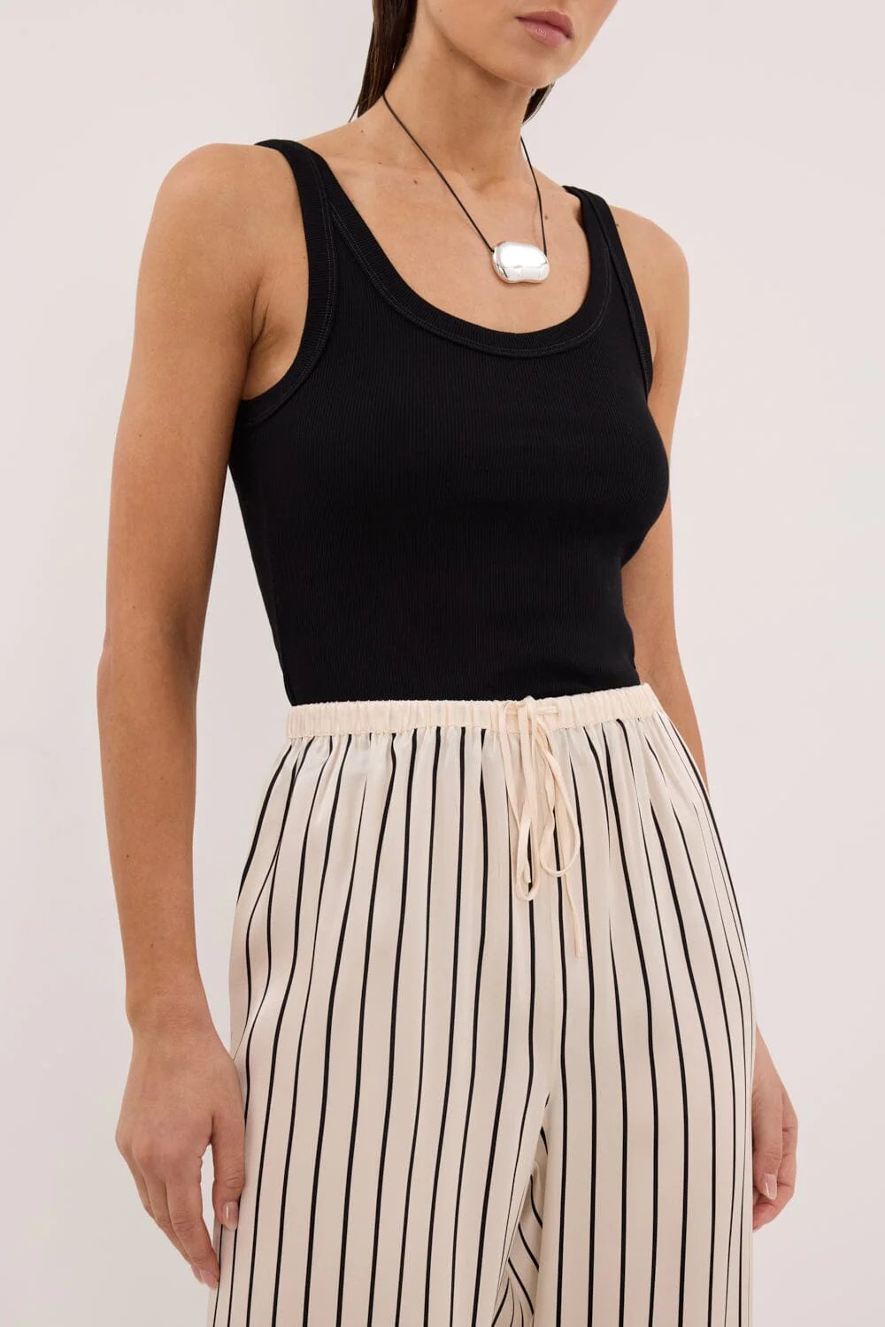 ADRIENNE CREAM STRIPE SILK PANT - Image 5