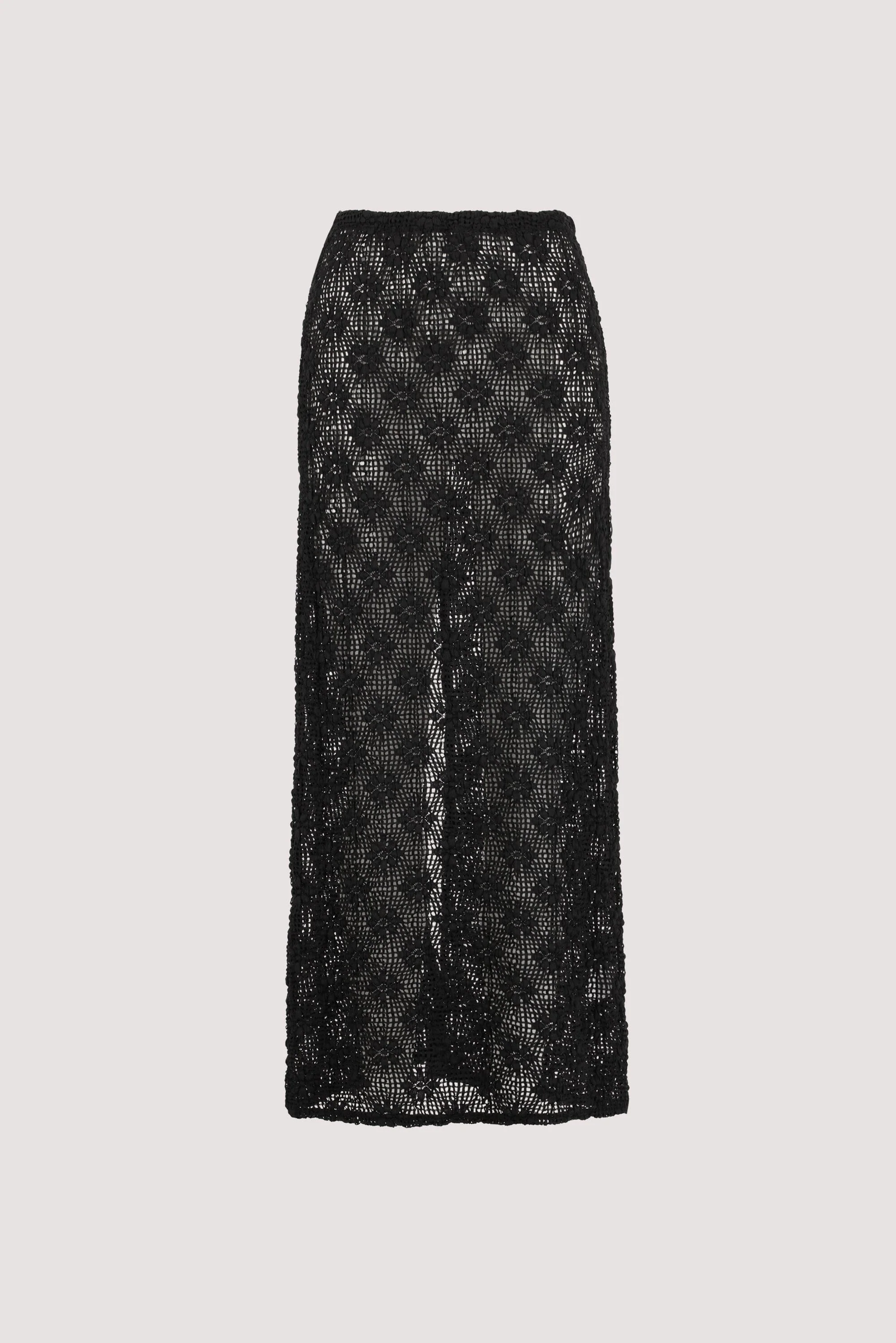 AGNES BLACK CROCHET COLUMN MIDI SKIRT - Image 8