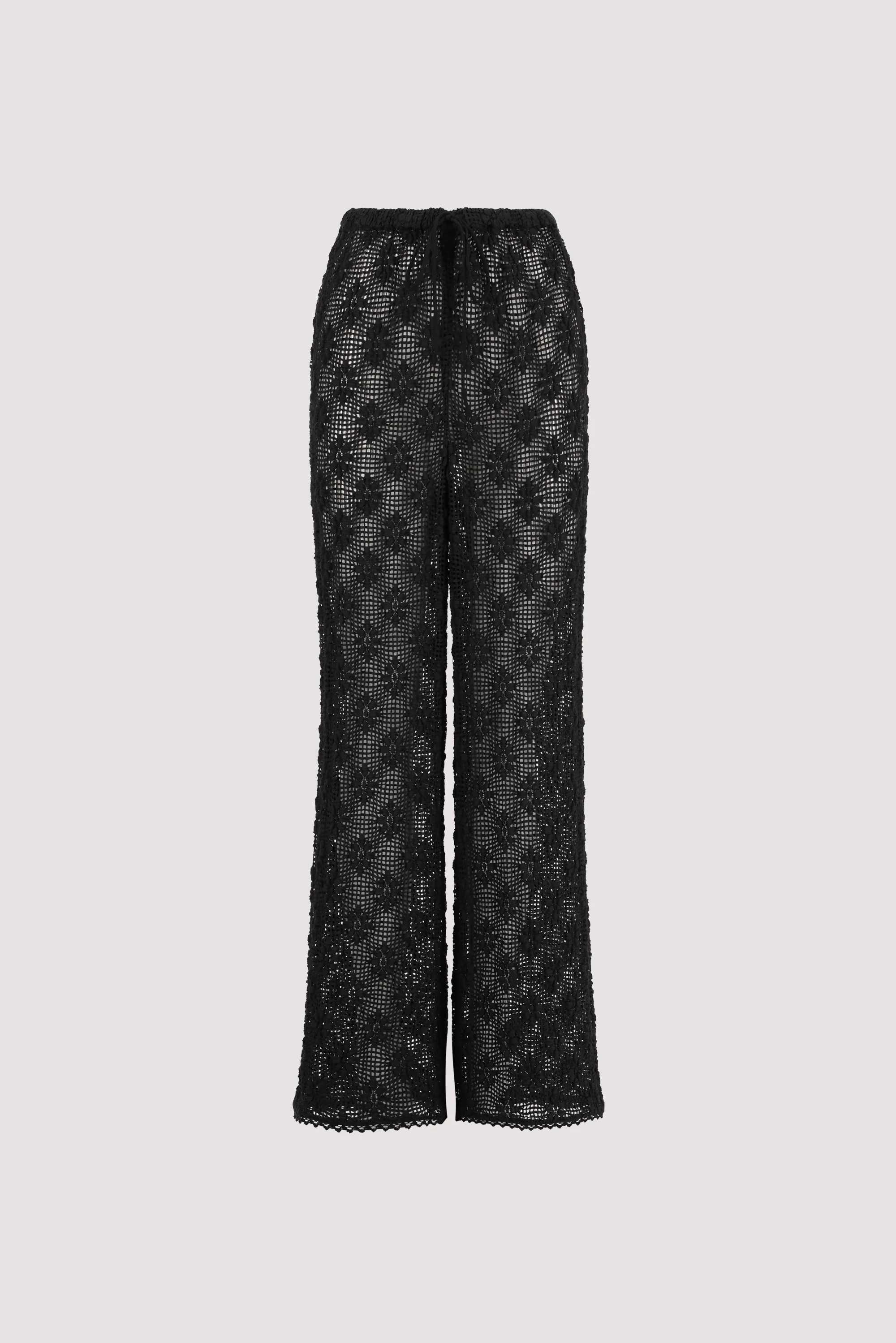 AGNES BLACK CROCHET WIDE LEG PANT - Image 8