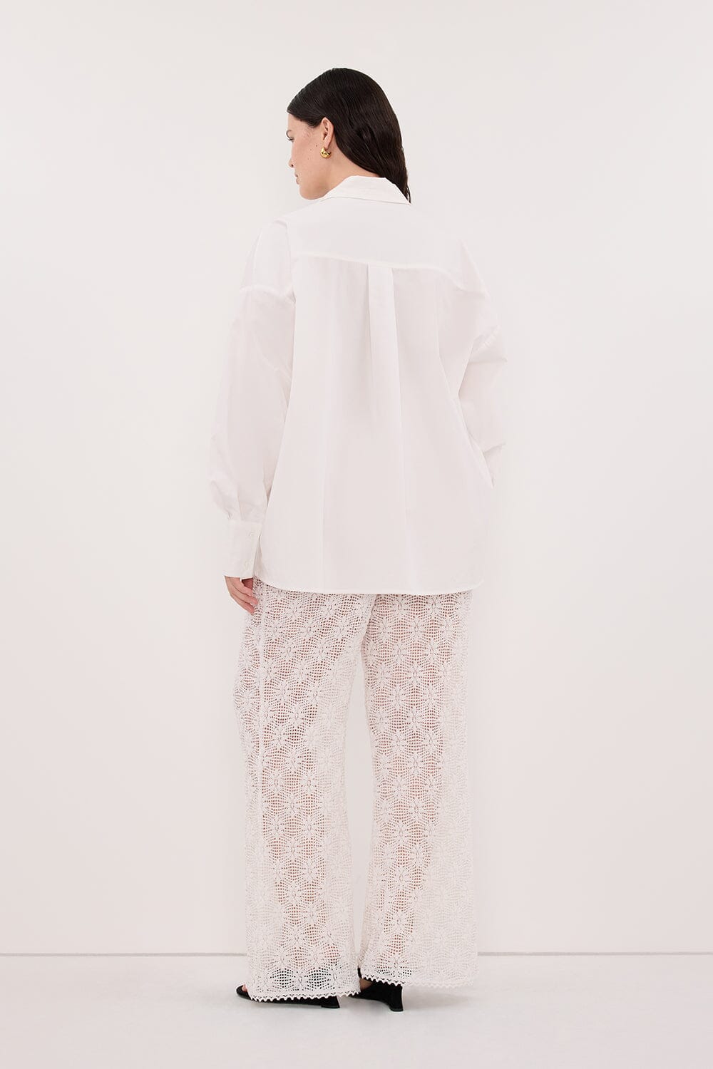 AGNES WHITE CROCHET WIDE LEG PANT - Image 7