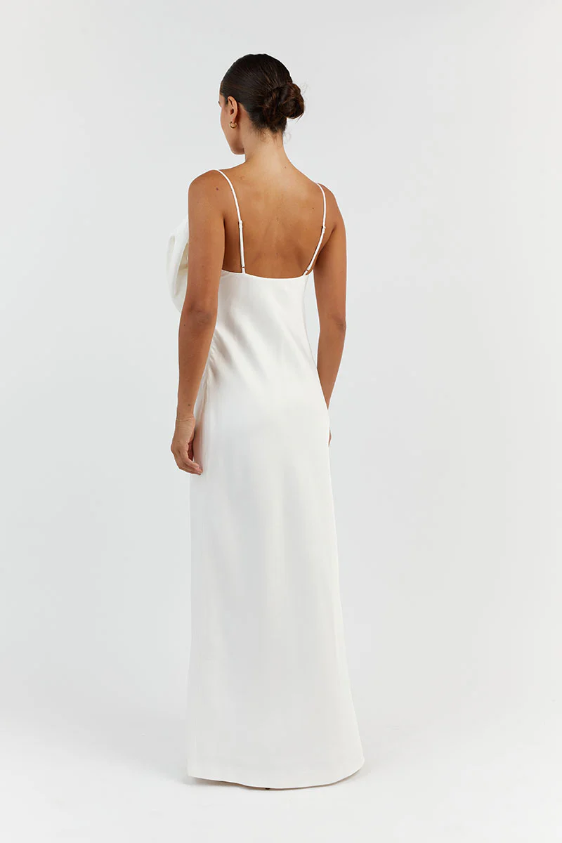 AISLE WHITE FRONT BOW MIDI DRESS - Image 3