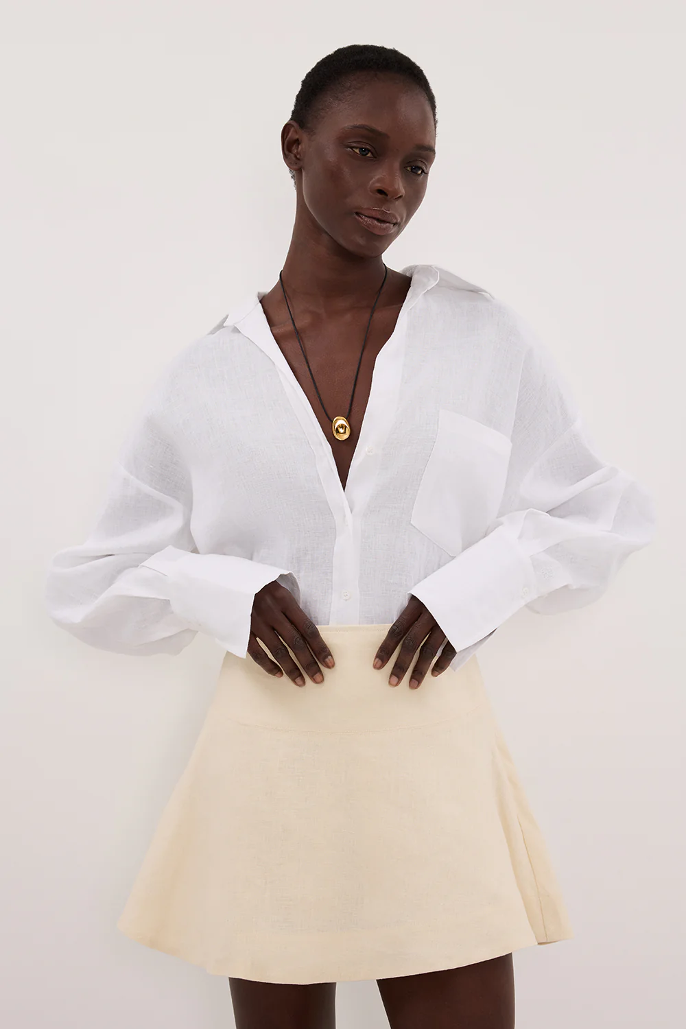 ALEA STRAW LINEN FLOUNCE MINI SKIRT - Image 2
