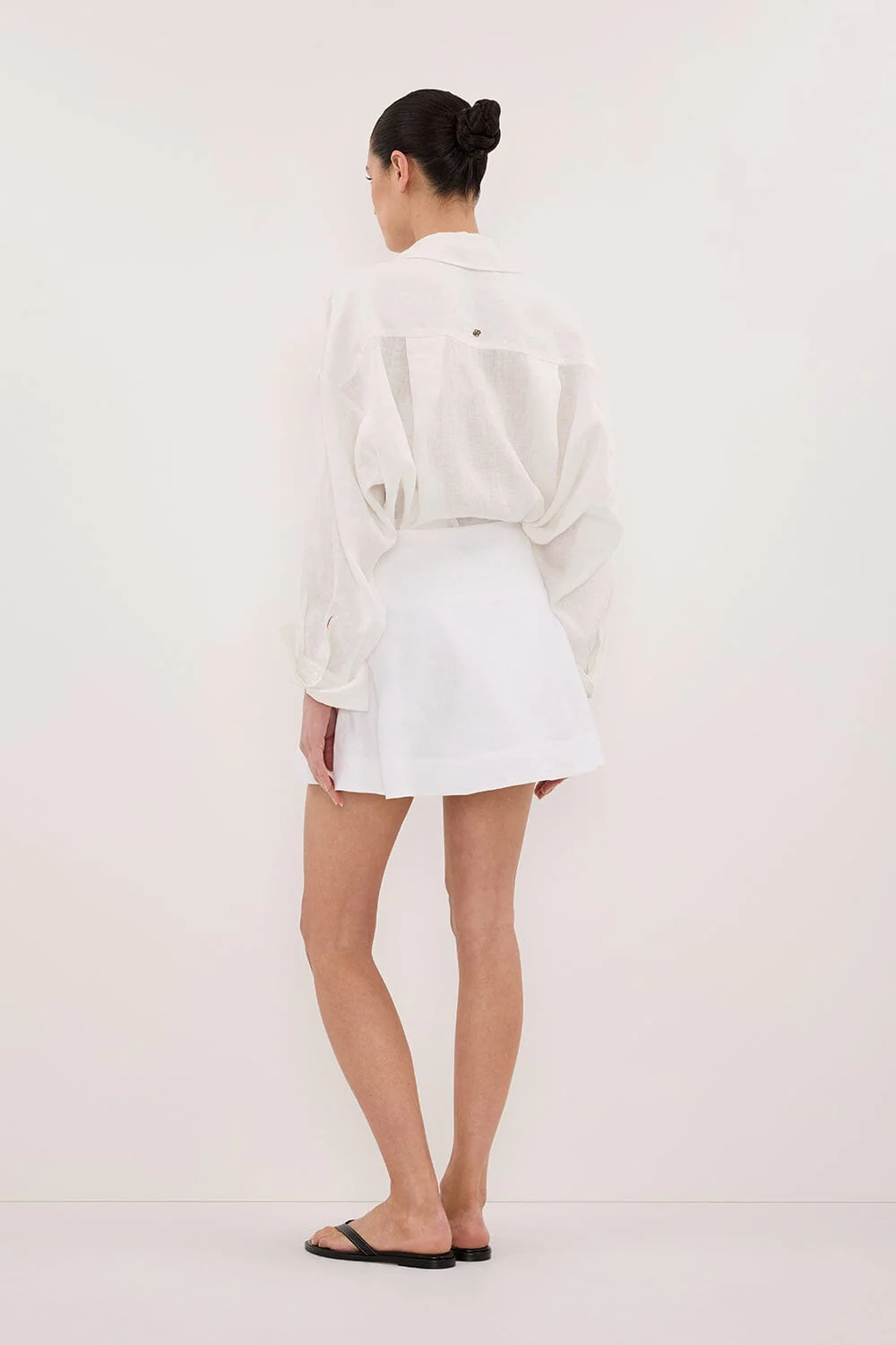 ALEA WHITE LINEN FLOUNCE MINI SKIRT - Image 4