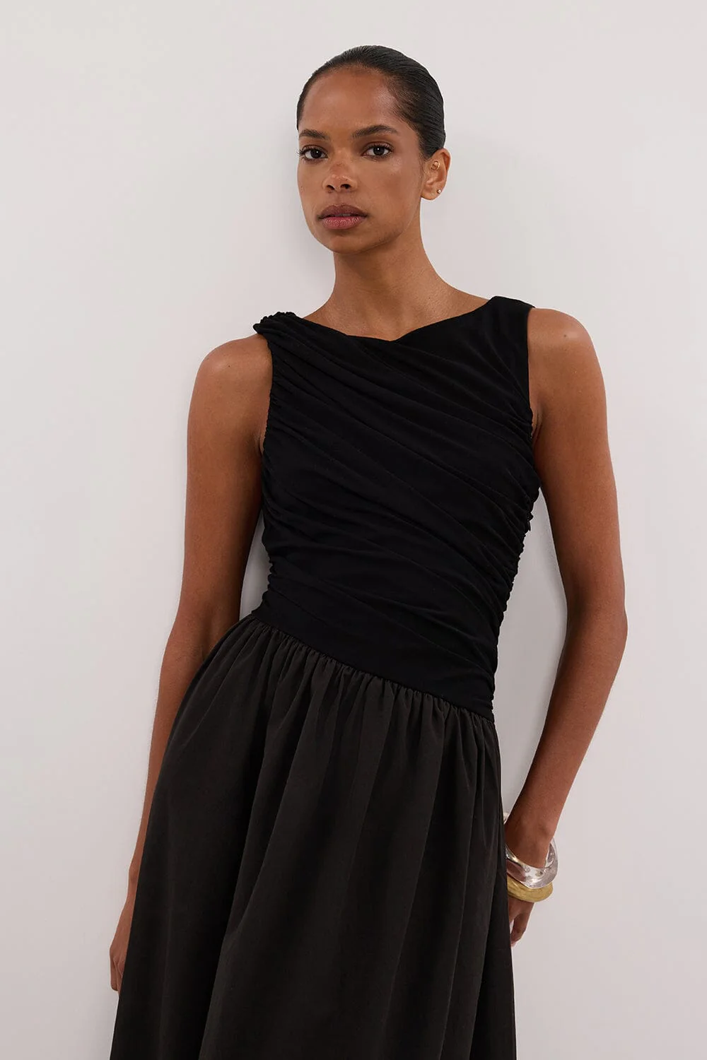 ALEXANDRA BLACK HYBRID MIDI DRESS - Image 2