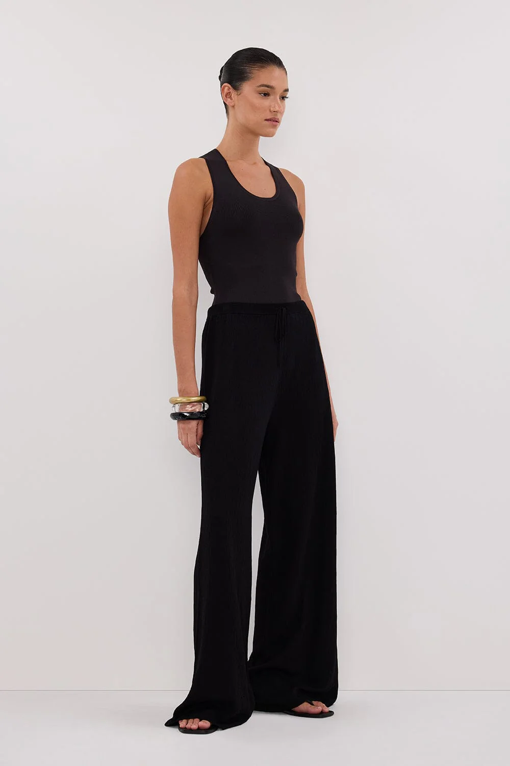 ALIAS BLACK TEXTURED KNIT PANT - Image 3