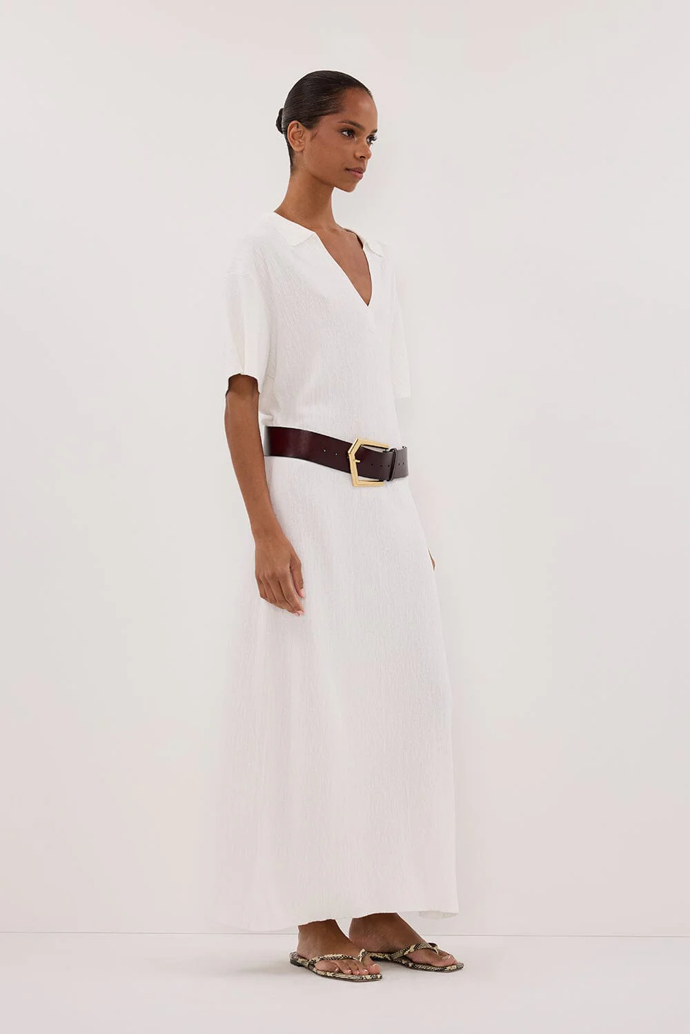 ALIAS WHITE POLO KNIT MIDI DRESS - Image 2