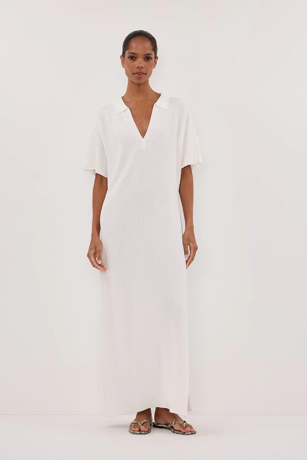ALIAS WHITE POLO KNIT MIDI DRESS - Image 4