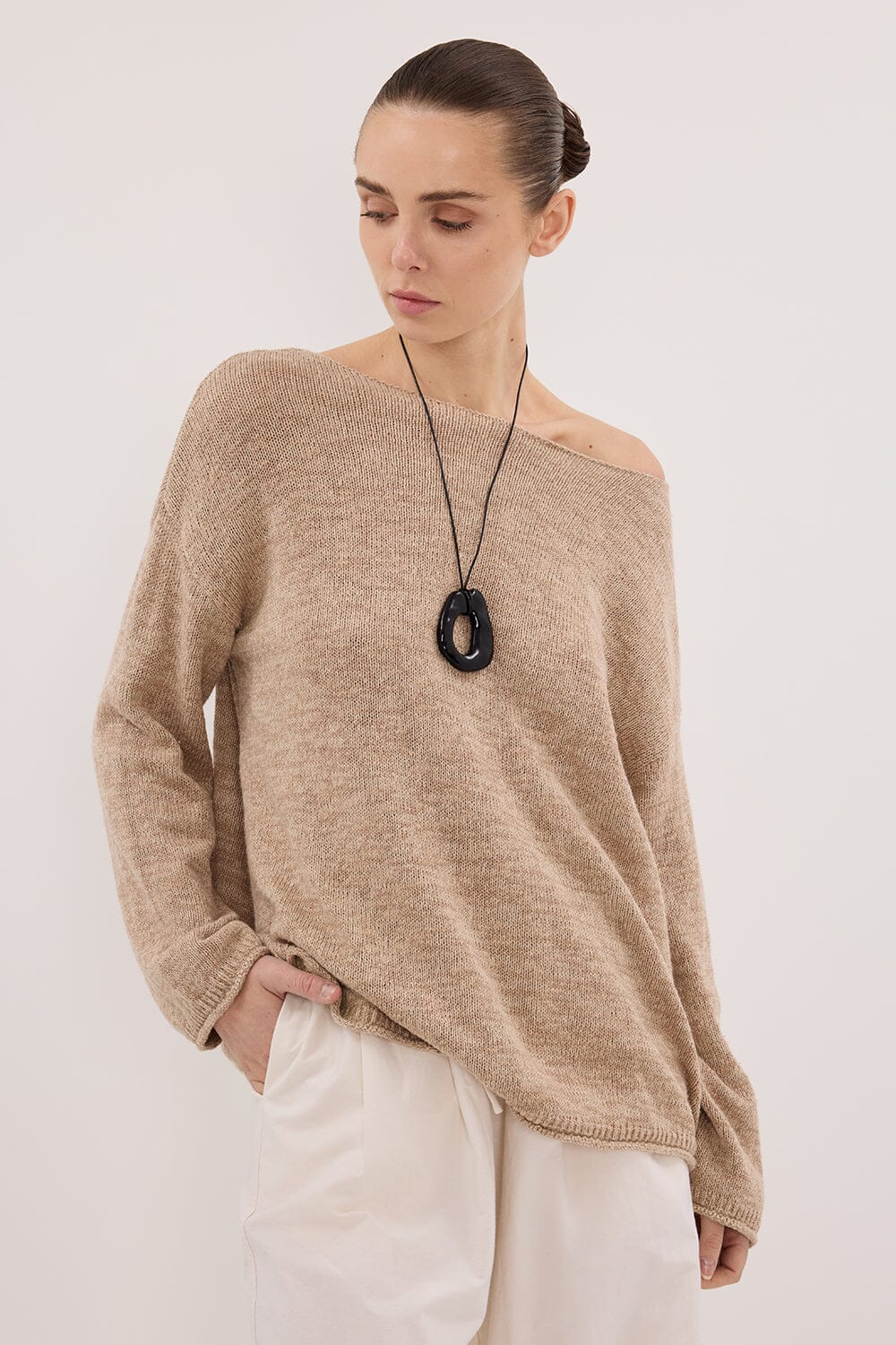 ALIZA NATURAL LONG SLEEVE KNIT JUMPER - Image 2