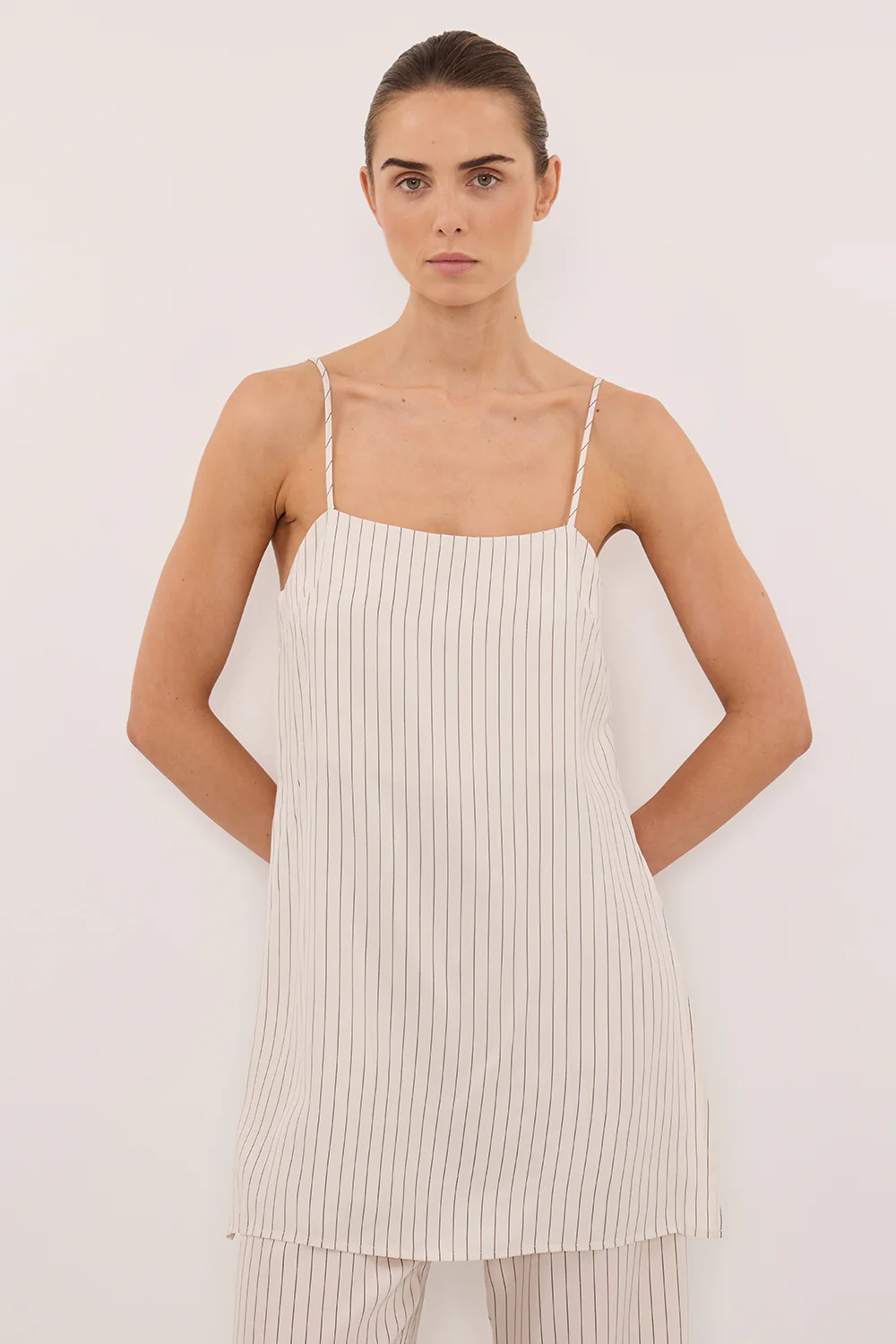 AMARA CREAM STRIPE CUPRO CAMI TOP - Image 2