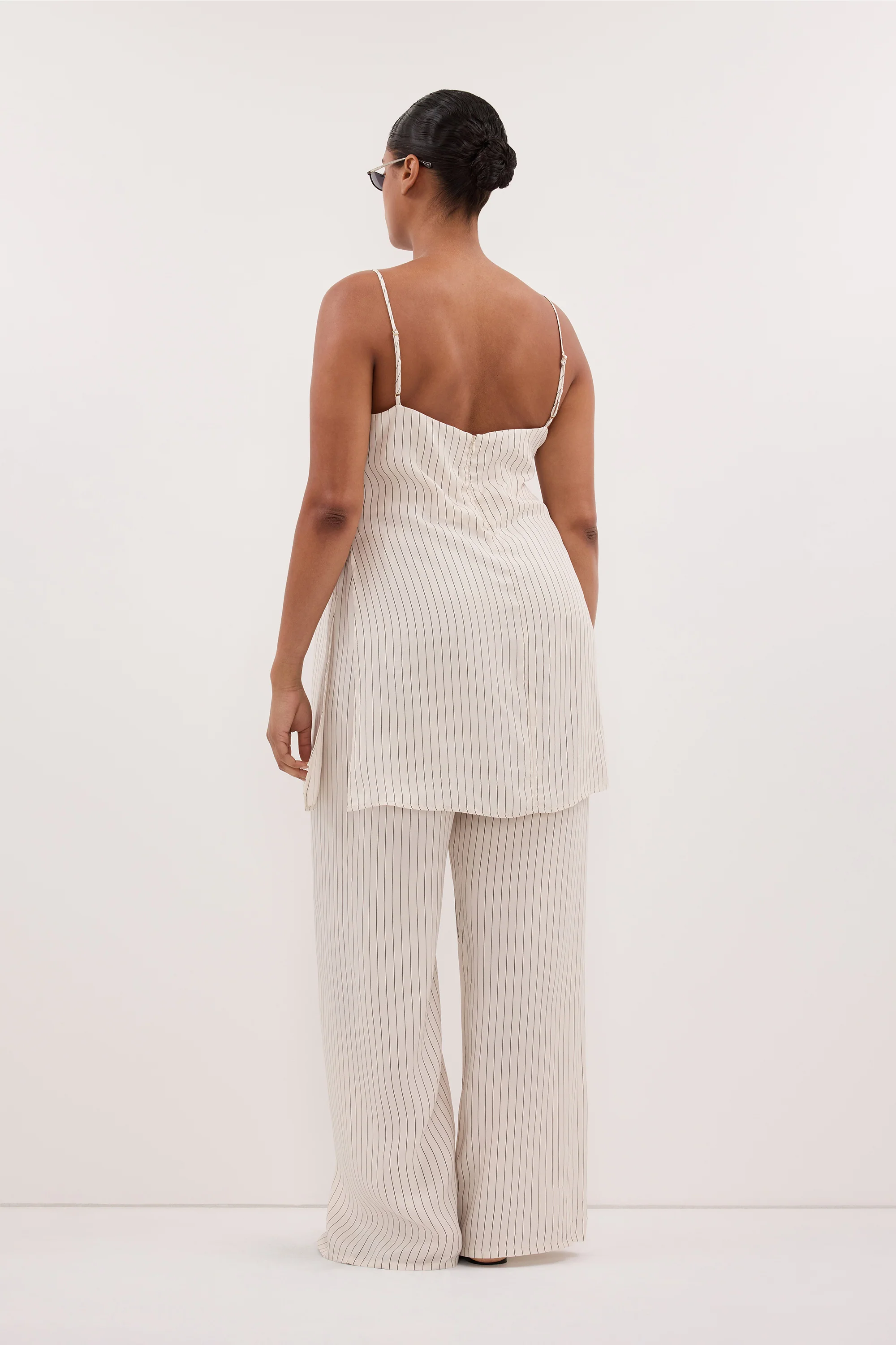 AMARA CREAM STRIPE CUPRO PANT - Image 7