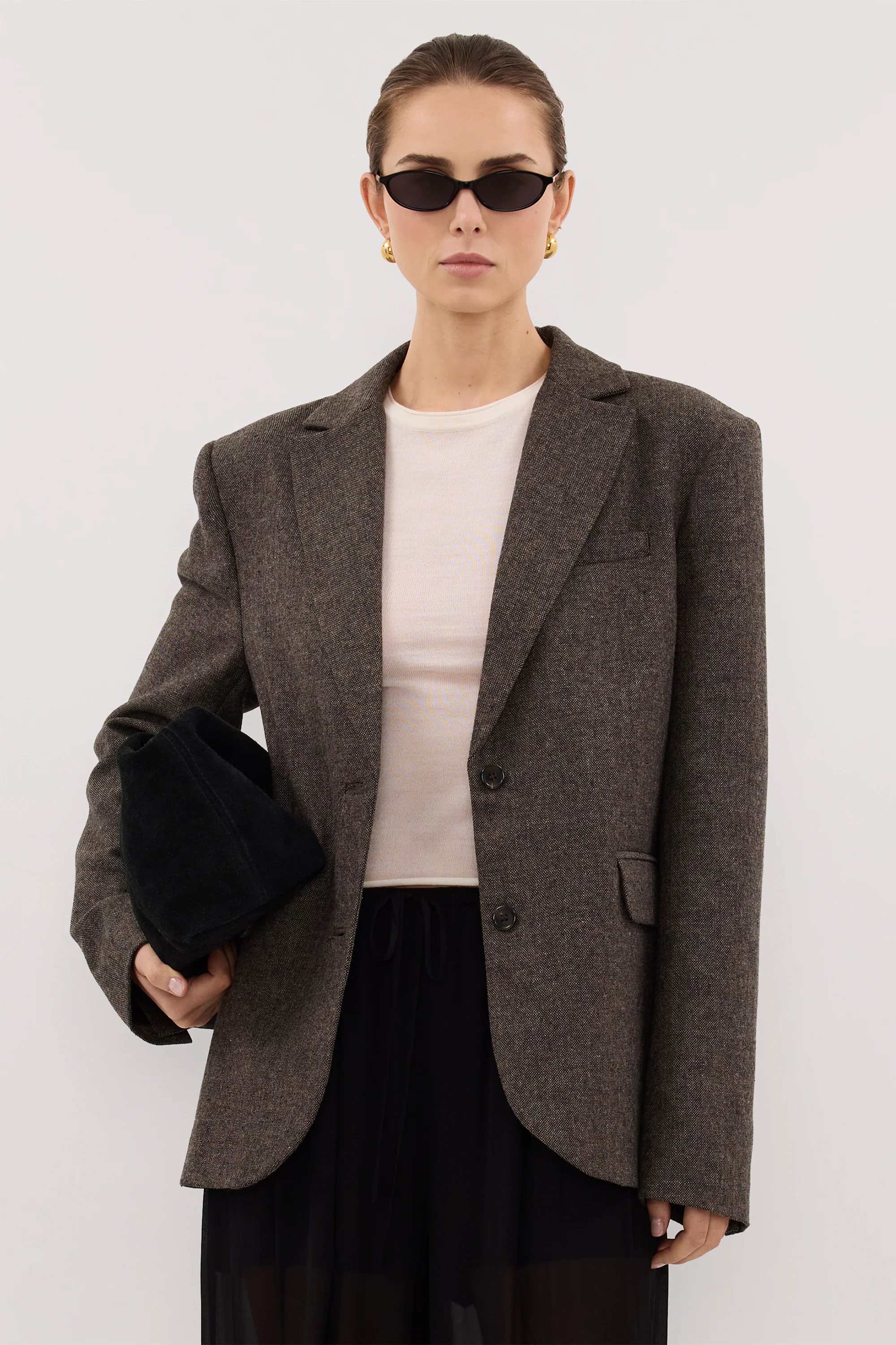 AMELIA MOCHA TEXTURED BLAZER - Image 3