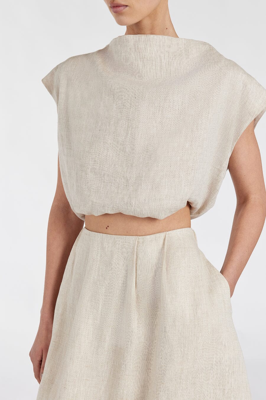 AMY NATURAL LINEN BUBBLE TOP - Image 5