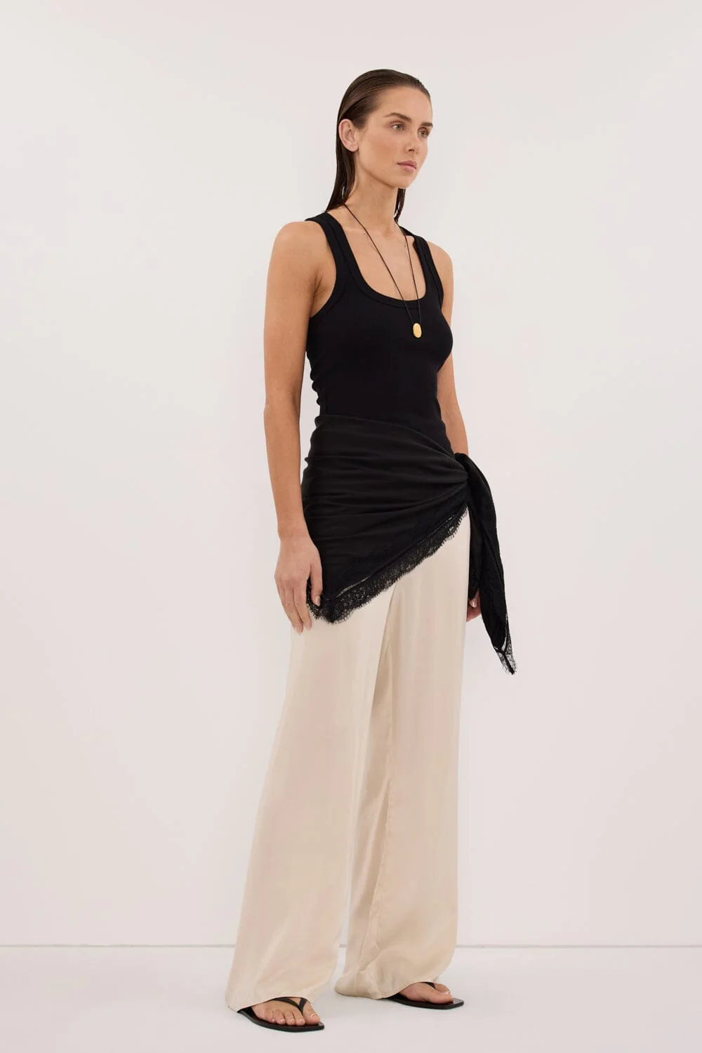 ANDREA BLACK CUPRO LACE SCARF - Image 3