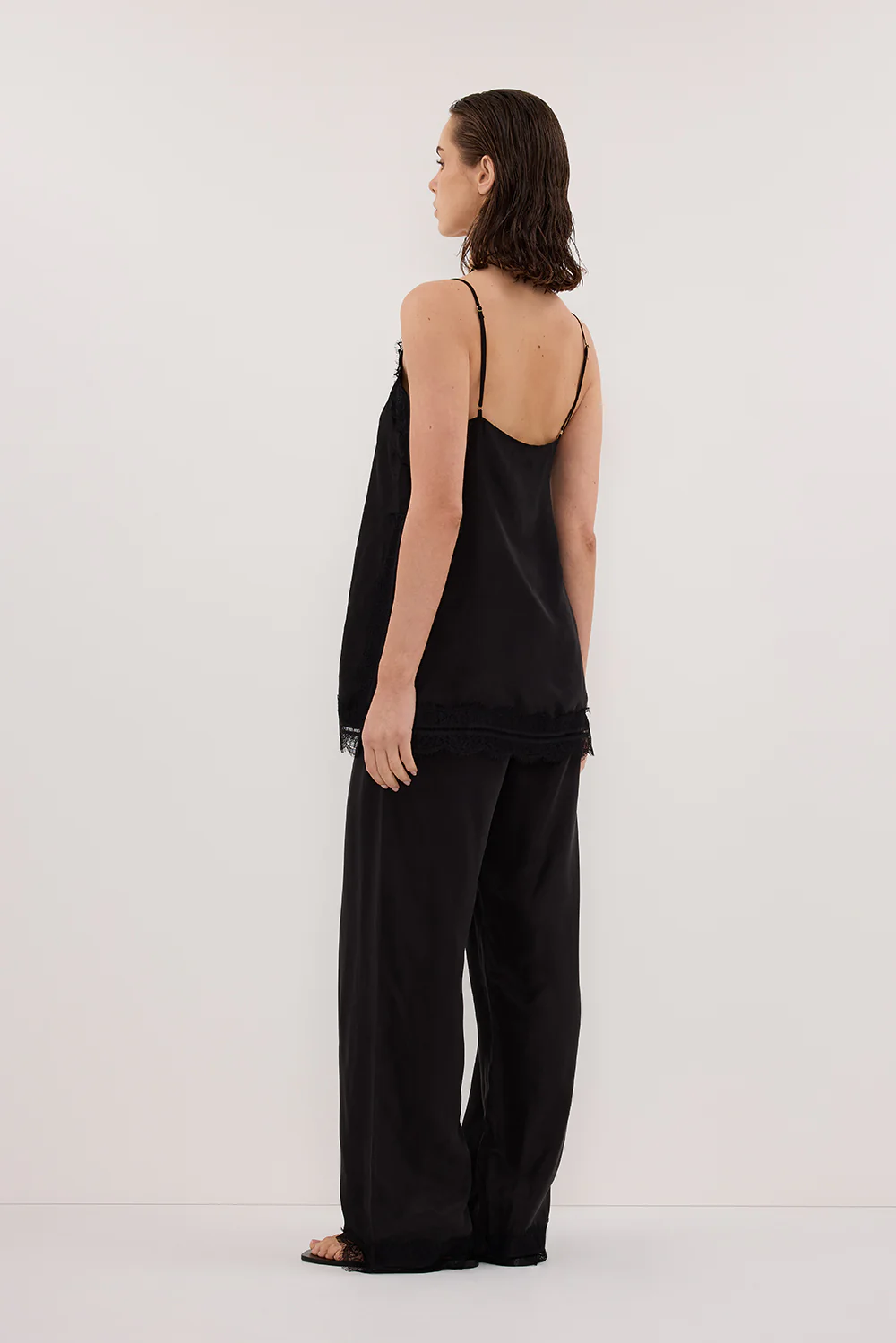 ANDREA BLACK SLEEVELESS LACE CAMI TOP - Image 5