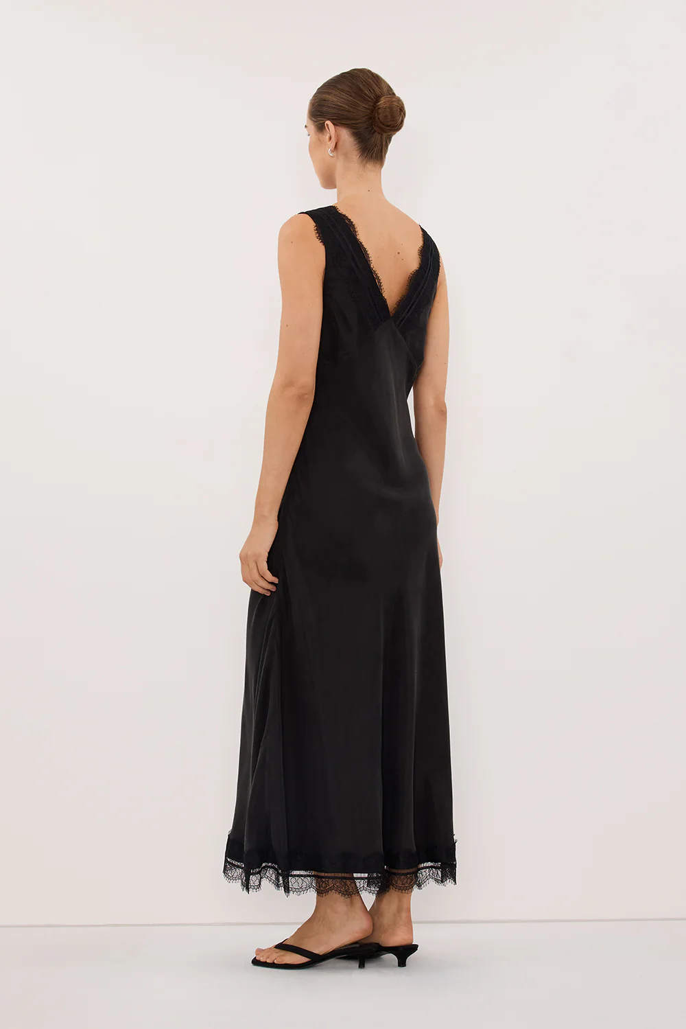 ANDREA BLACK CUPRO MIDI DRESS - Image 4