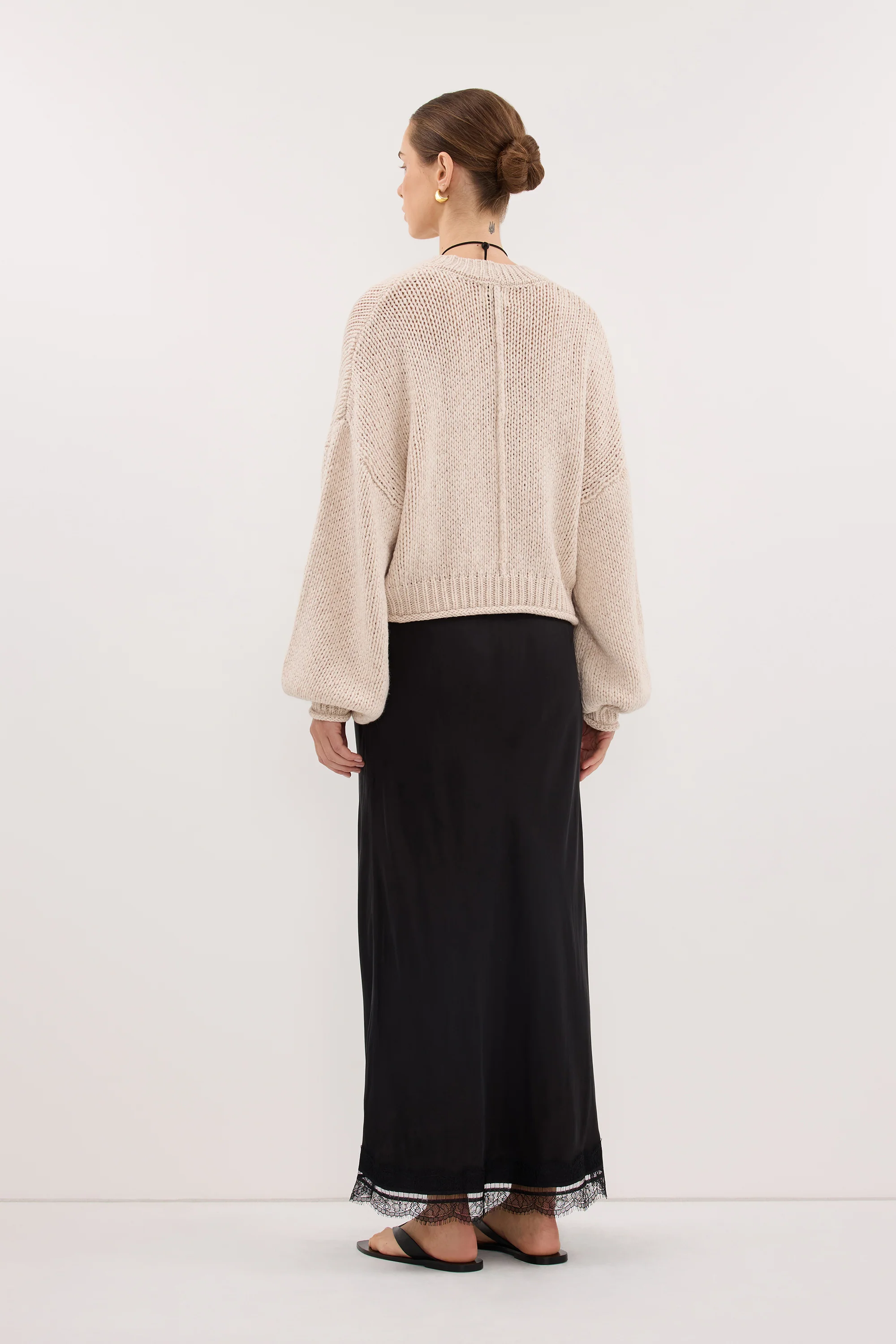 ANDREA BLACK CUPRO MIDI SKIRT - Image 5