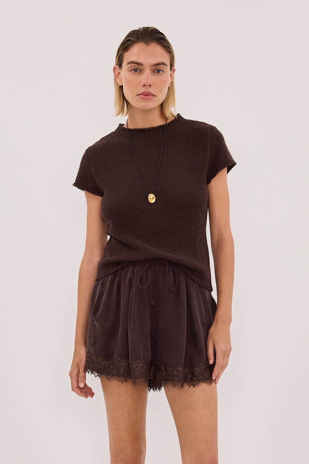 ANDREA PLUM CHOC CUPRO LACE SHORT - Image 2