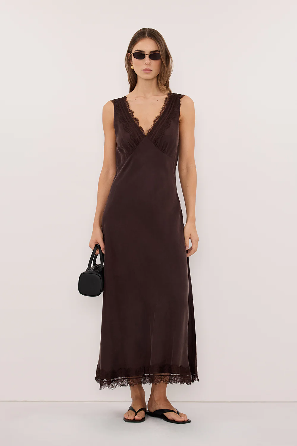 ANDREA PLUM CHOC CUPRO MIDI DRESS - Image 3