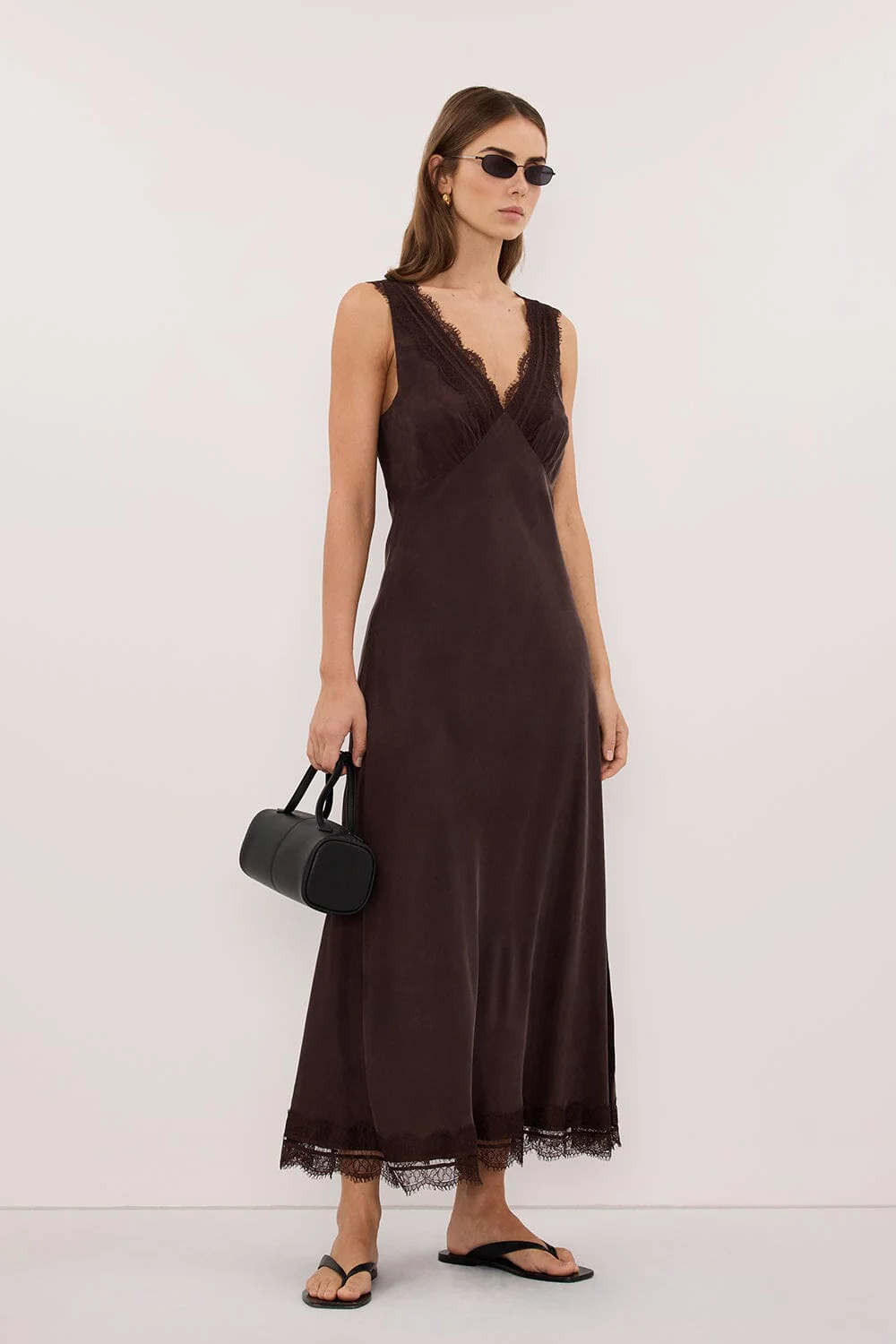 ANDREA PLUM CHOC CUPRO MIDI DRESS - Image 4