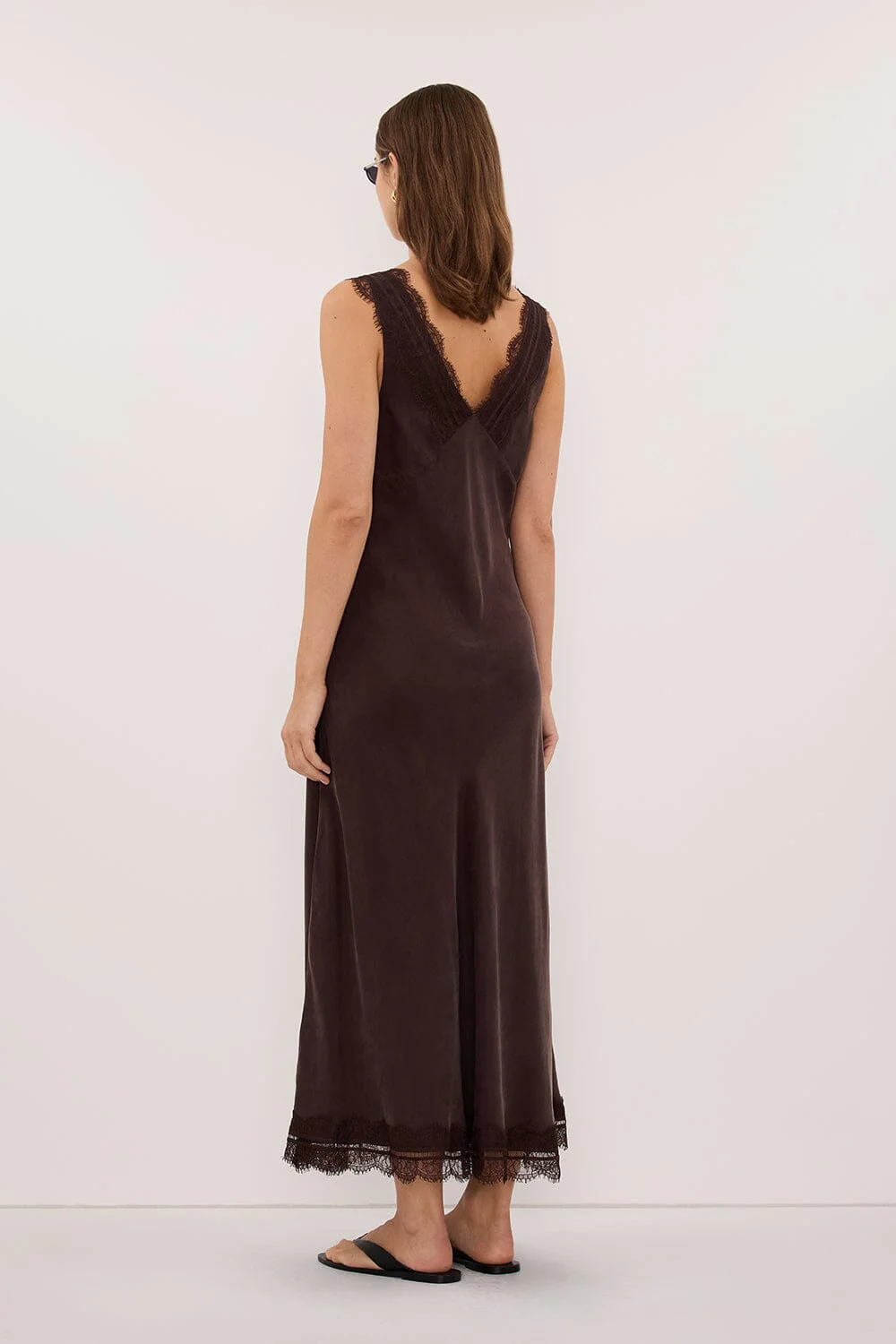 ANDREA PLUM CHOC CUPRO MIDI DRESS - Image 5