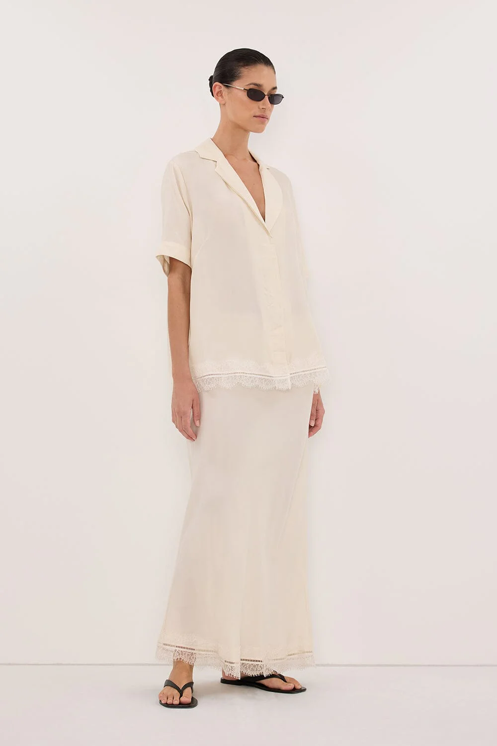 ANDREA SANDSTONE CUPRO LACE SHIRT - Image 3