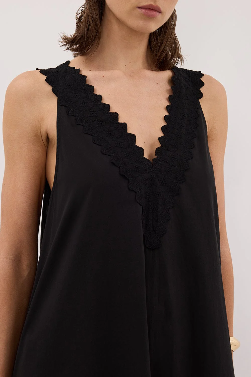 ANNABEL BLACK SLEEVELESS V NECK MIDI DRESS - Image 6