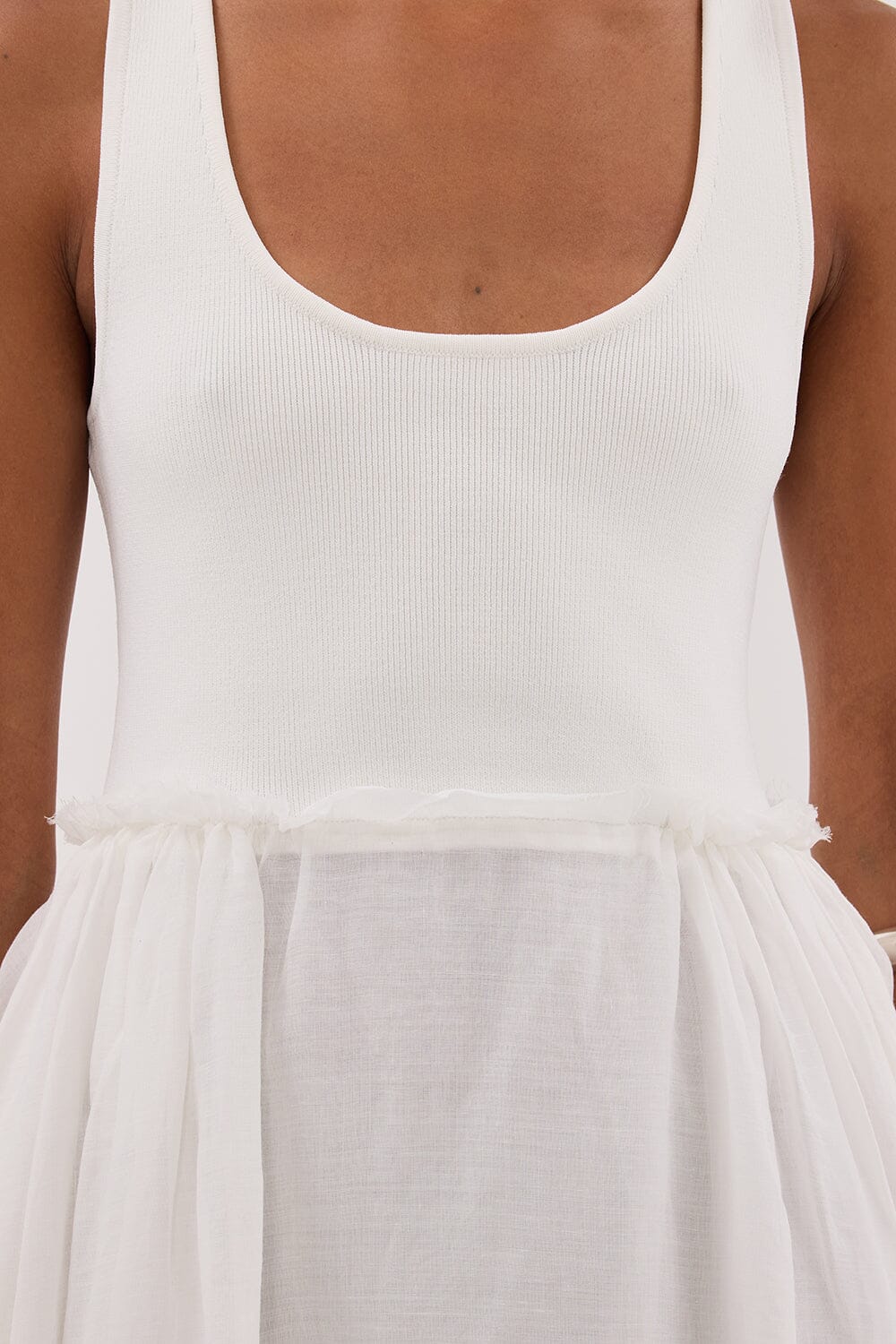 APRIL WHITE HYBRID KNIT MIDI DRESS - Image 5