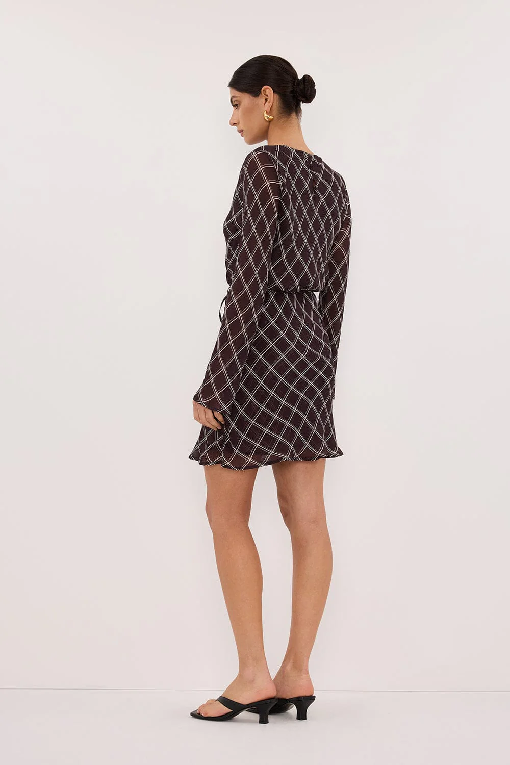 ARLINGTON CHOC LONG SLEEVE BOAT NECK MINI DRESS - Image 4
