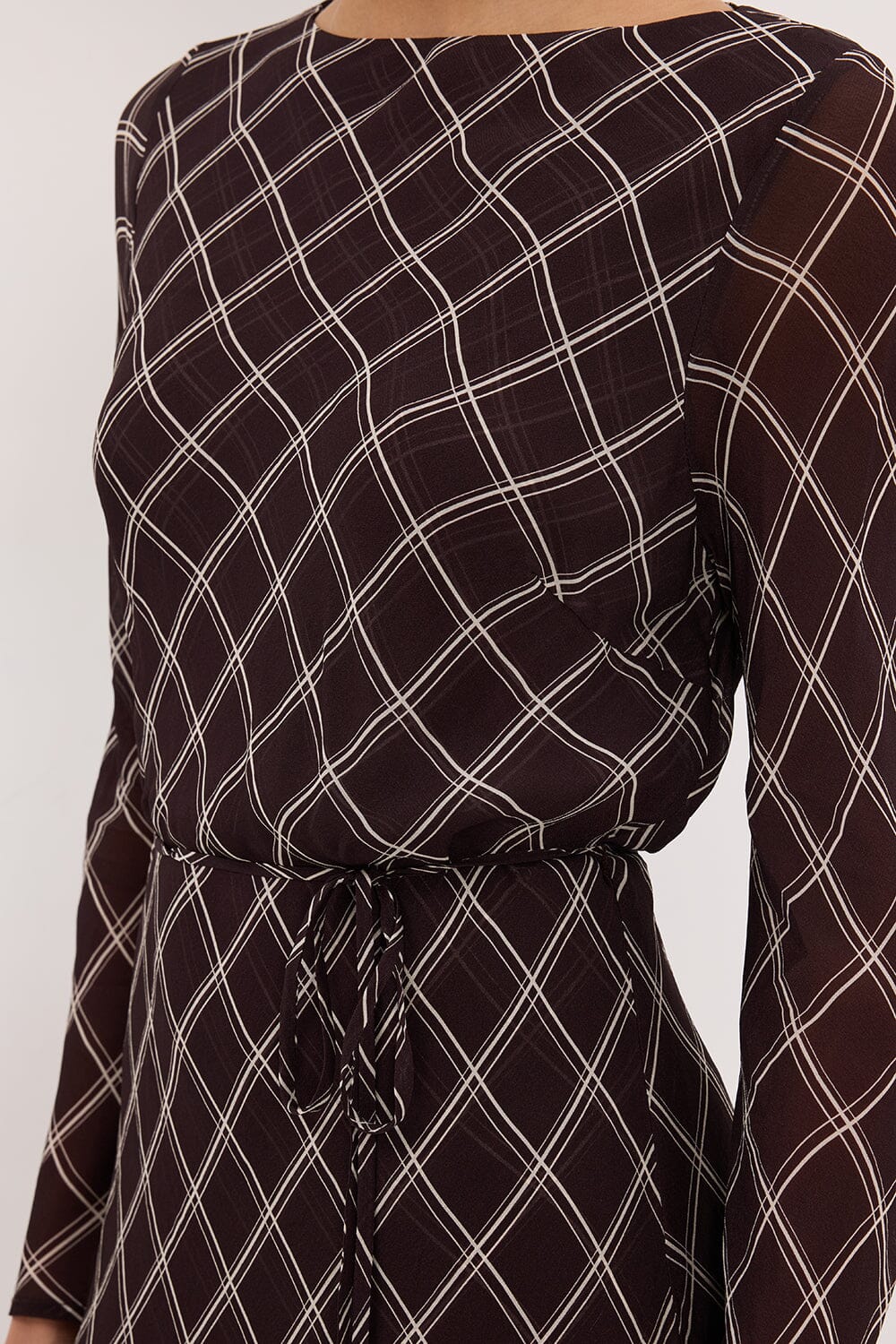 ARLINGTON CHOC LONG SLEEVE BOAT NECK MINI DRESS - Image 5