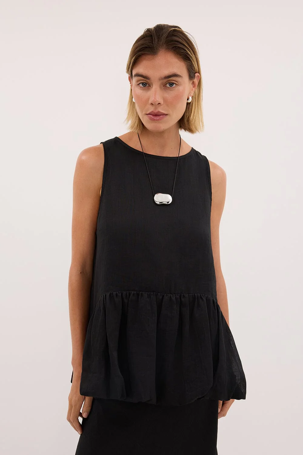 ARLO BLACK RAMIE DROP WAIST TOP - Image 2