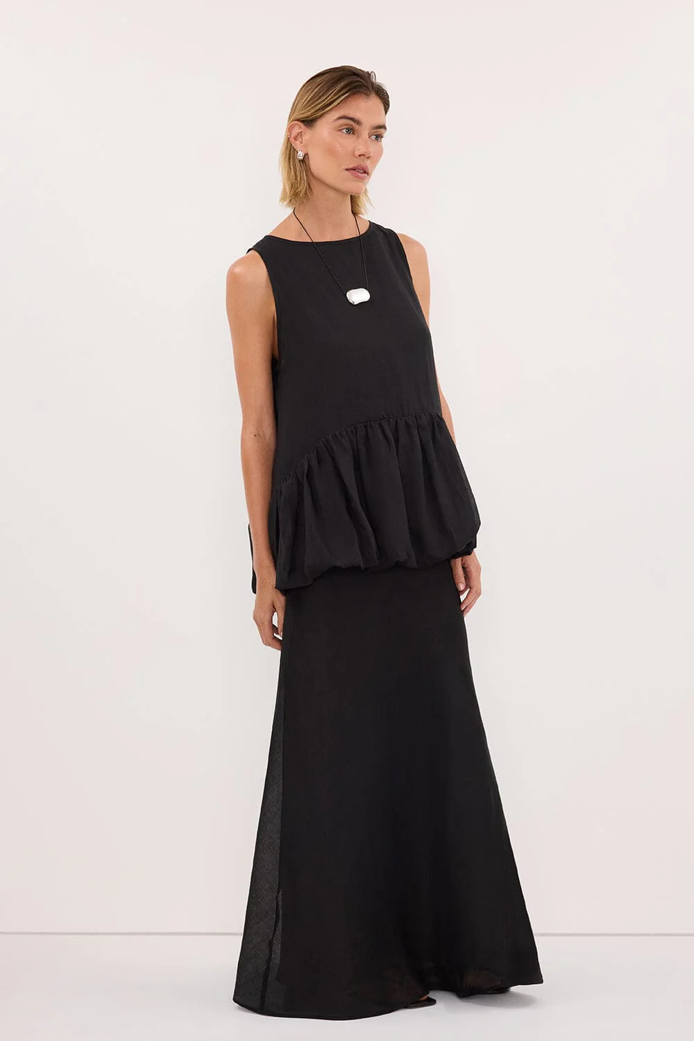 ARLO BLACK RAMIE DROP WAIST TOP - Image 3