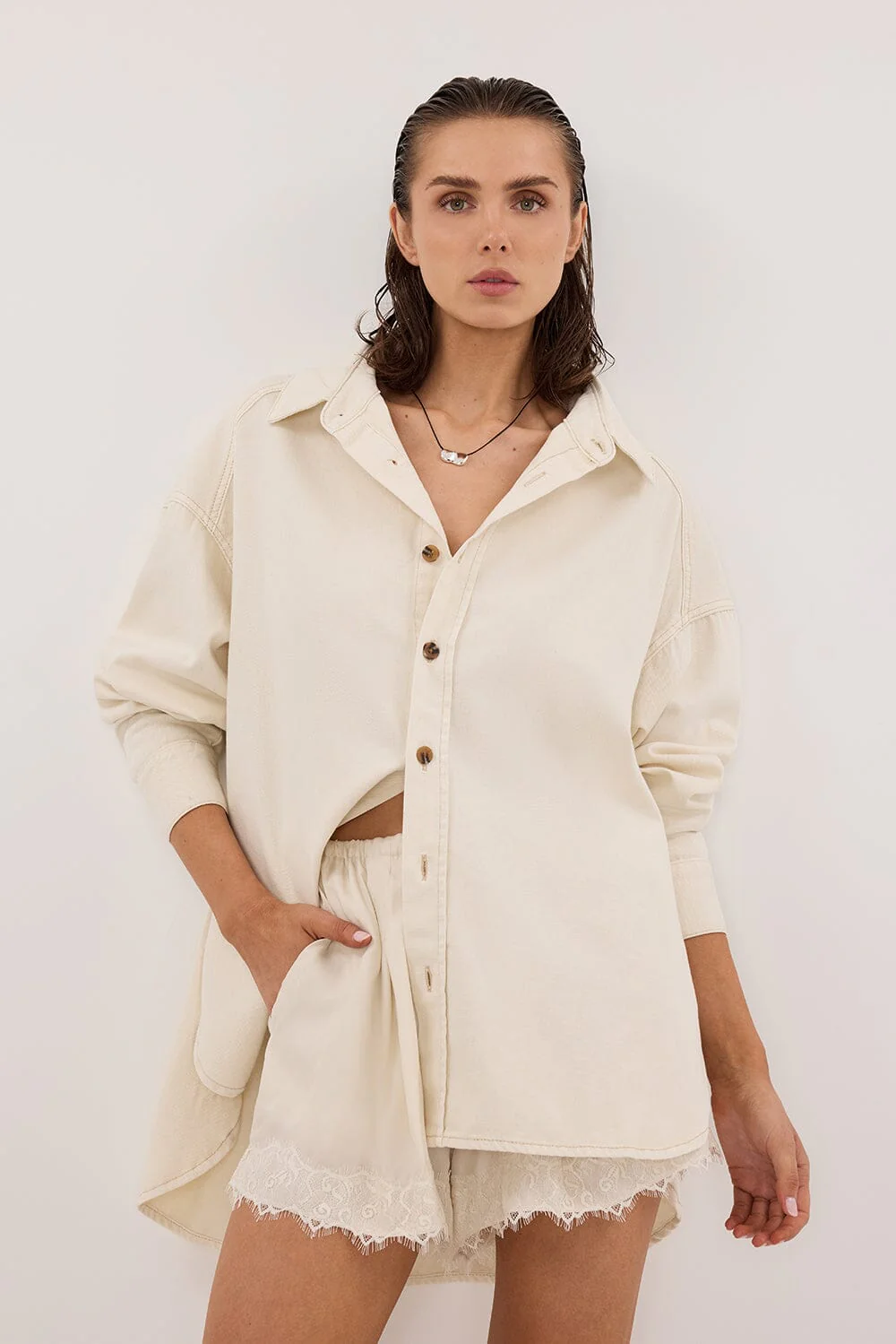 ASHTON NATURAL OVERSIZED DENIM SHIRT - Image 2