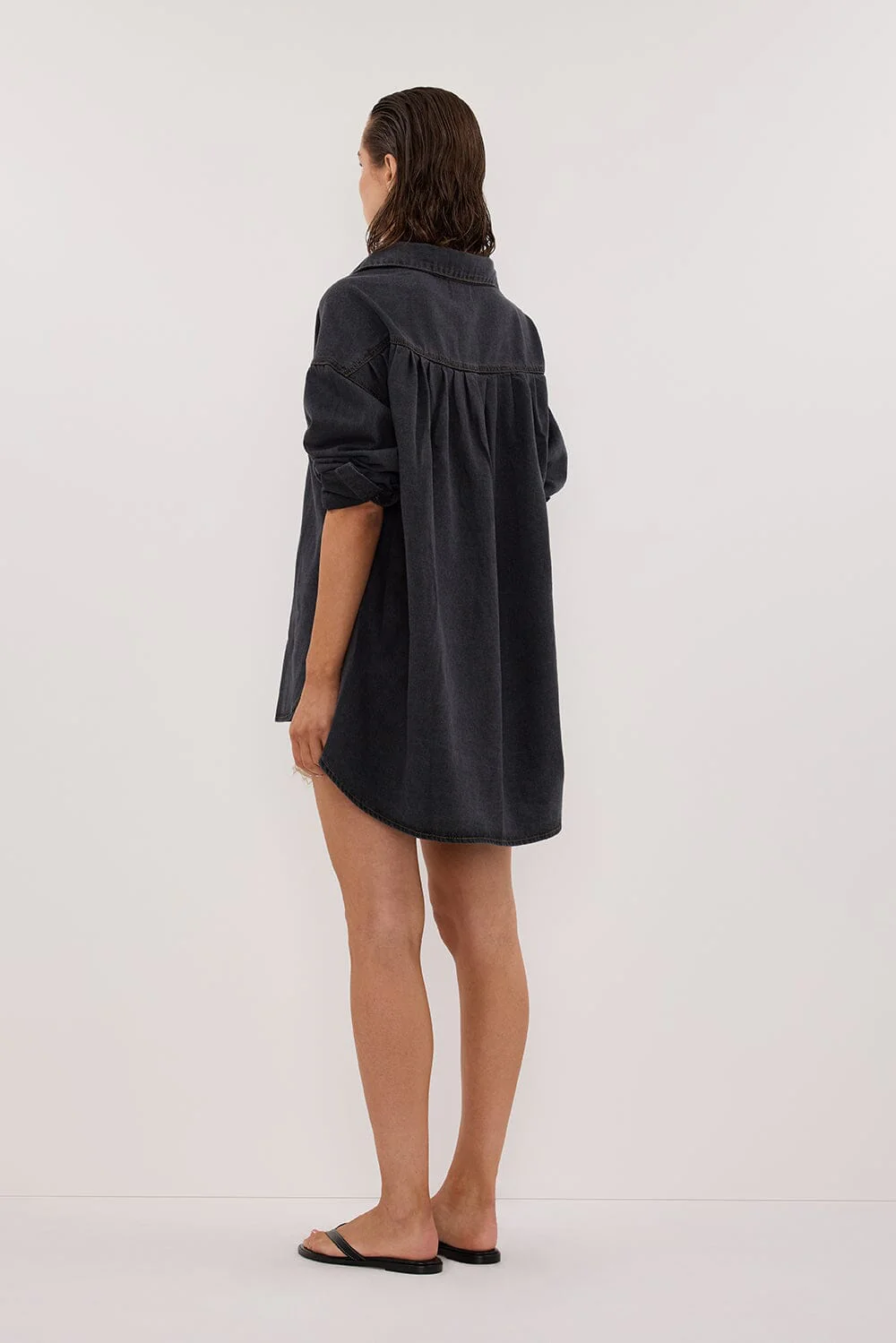 ASHTON WASHED BLACK OVERSIZED DENIM SHIRT - Image 4