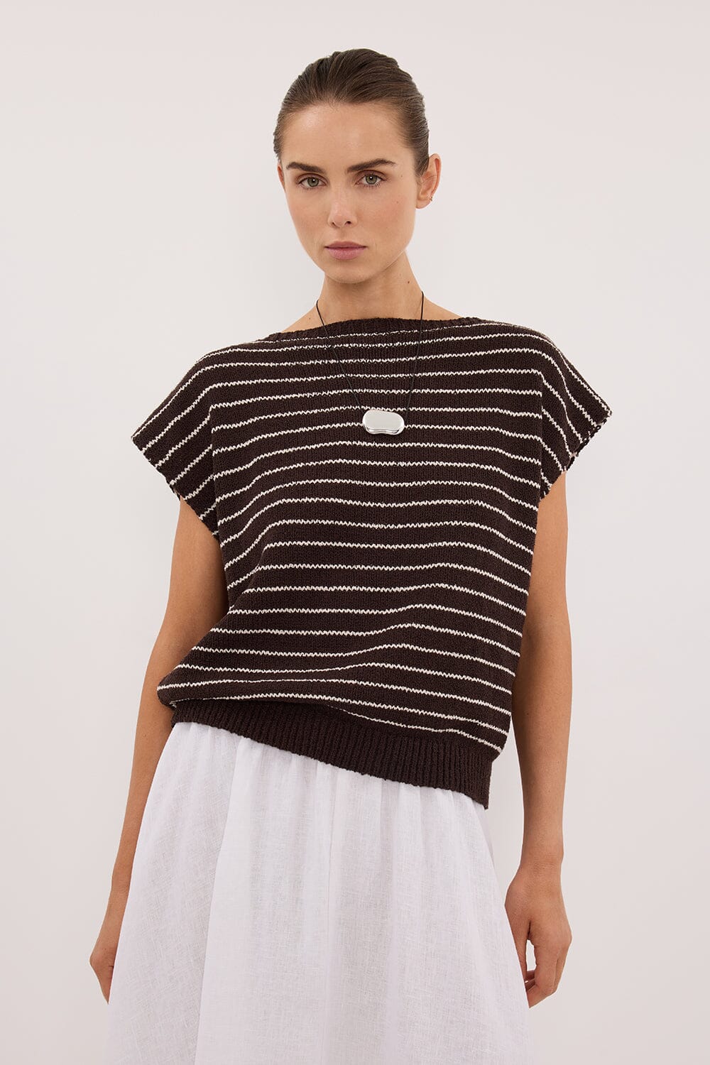 ASPEN CHOC STRIPE KNIT TOP - Image 4