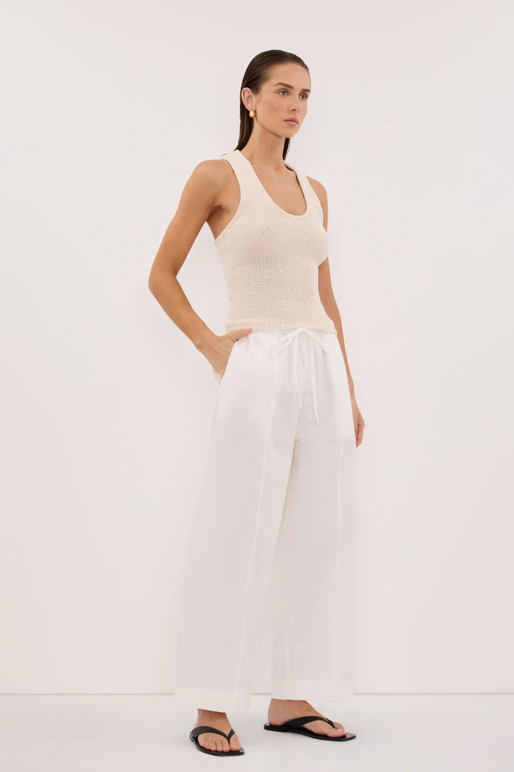 ASPEN SANDSTONE SLEEVELESS RACER KNIT TOP - Image 3