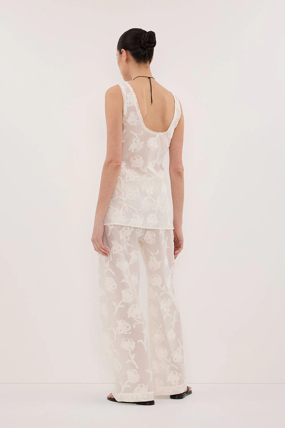 AZALEA OFF WHITE JACQUARD CAMI TOP - Image 4