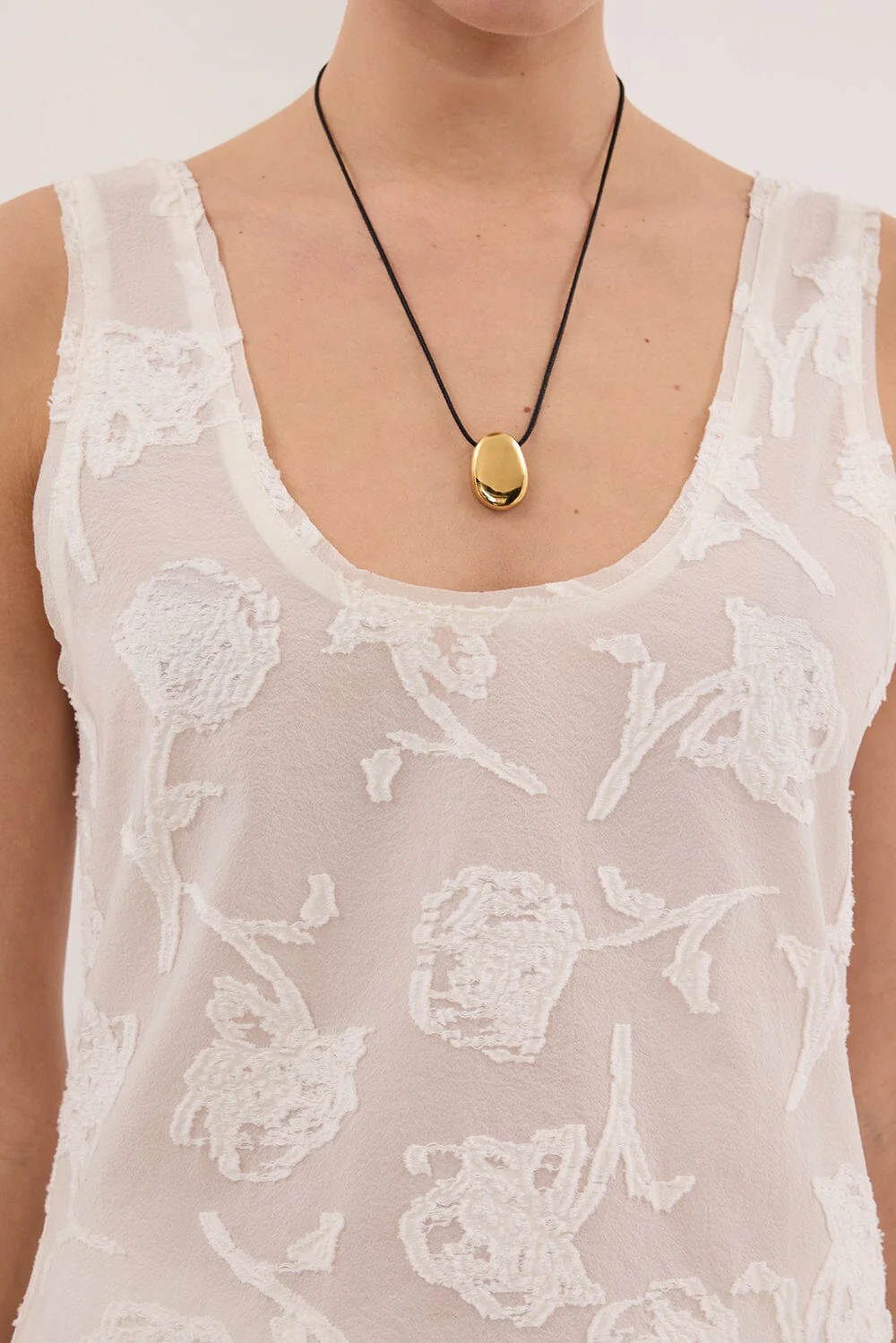 AZALEA OFF WHITE JACQUARD CAMI TOP - Image 6