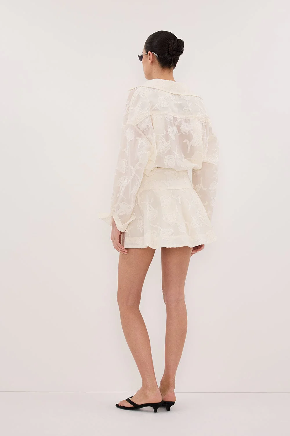 AZALEA OFF WHITE JACQUARD MINI SKIRT - Image 3