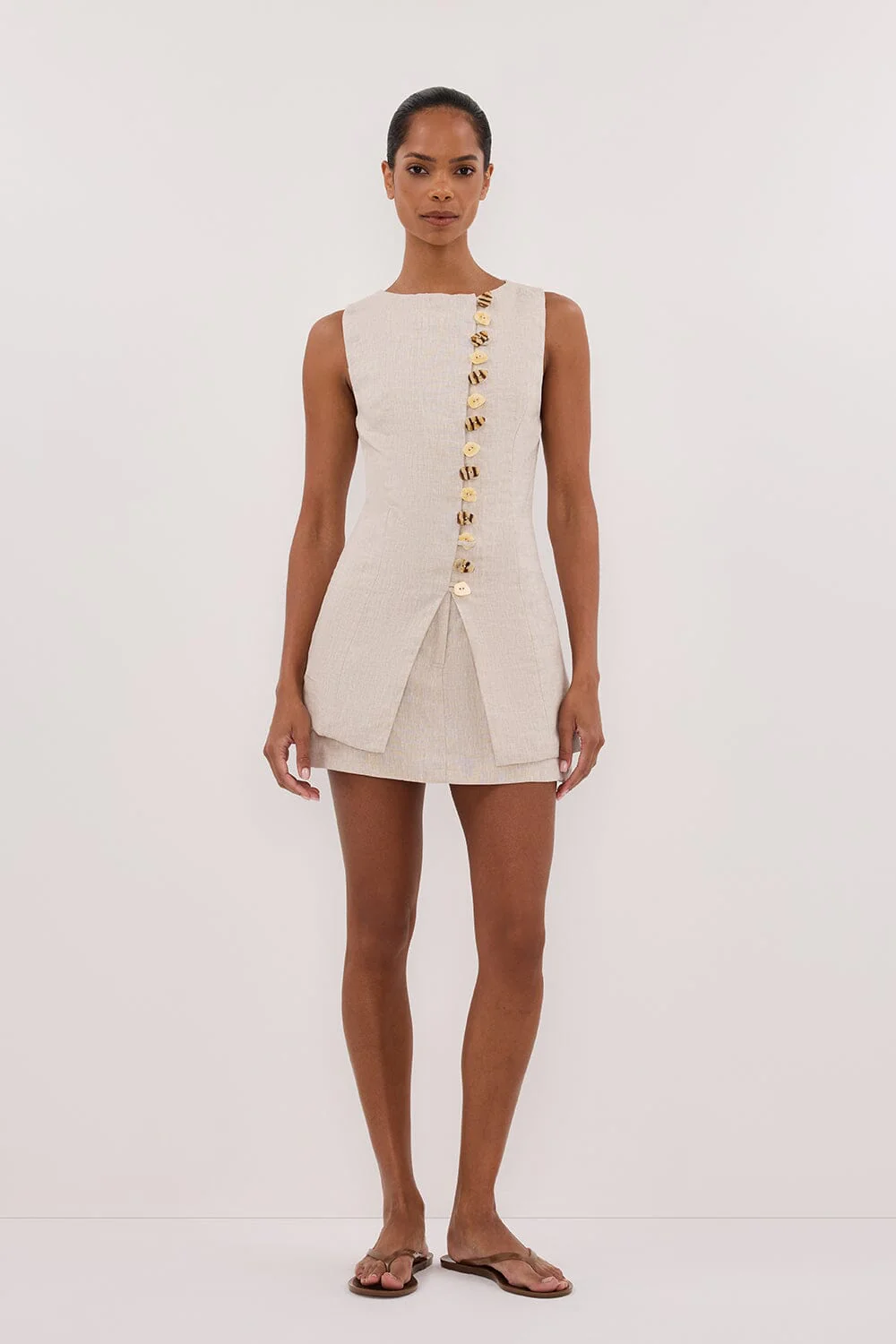 BAYLEE NATURAL SLEEVELESS LINEN TOP - Image 6