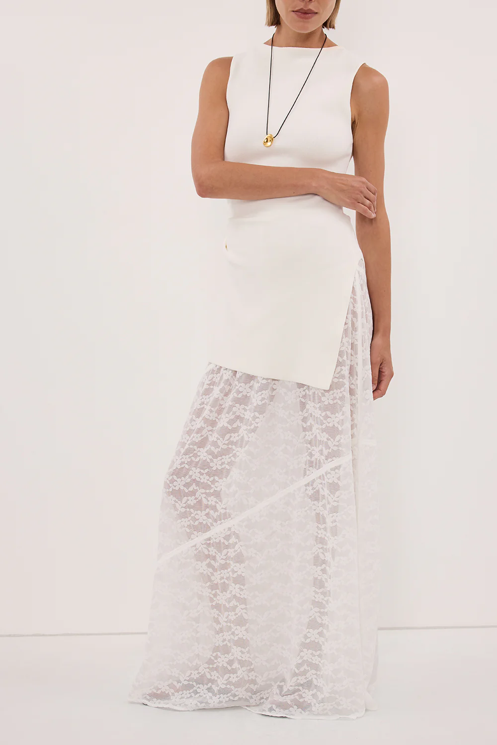 BELLE WHITE LACE MAXI SKIRT - Image 2