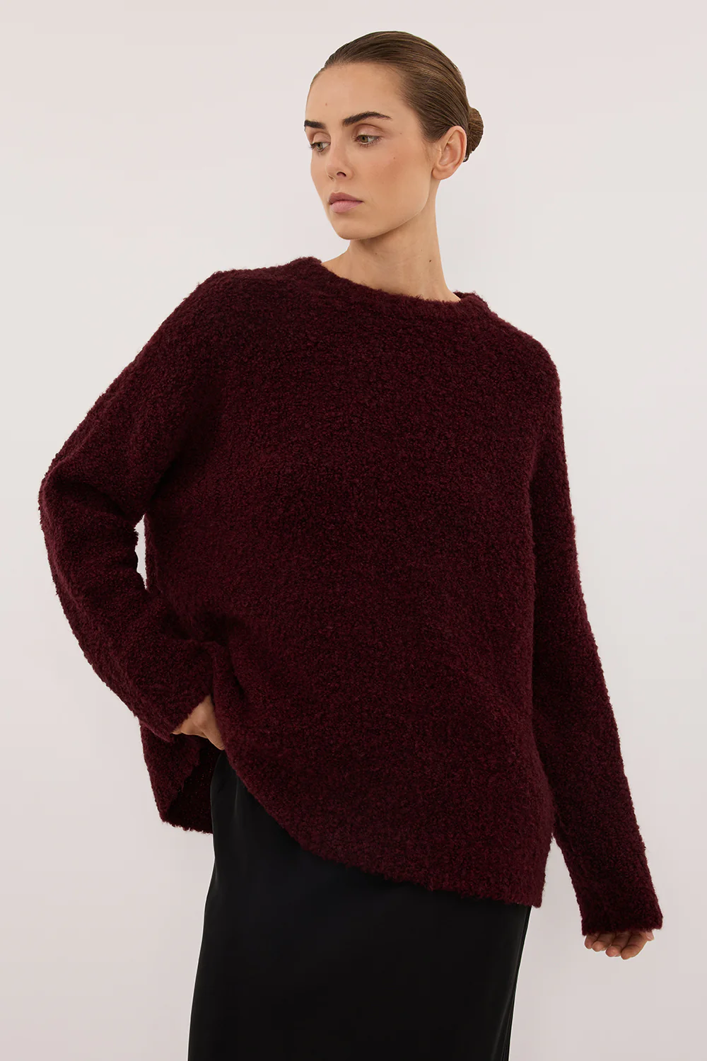 BILLIE WINE TEXTURED KNIT JUMPER - Image 2