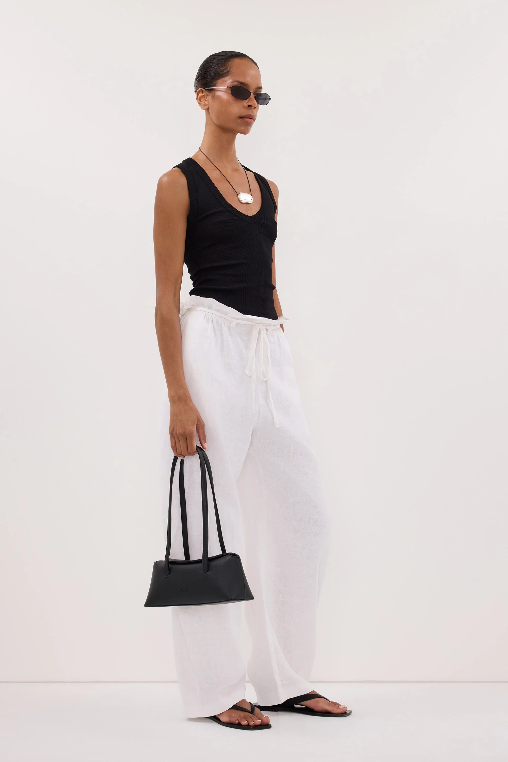 BLAISE WHITE LINEN PAPERBAG PANT - Image 3