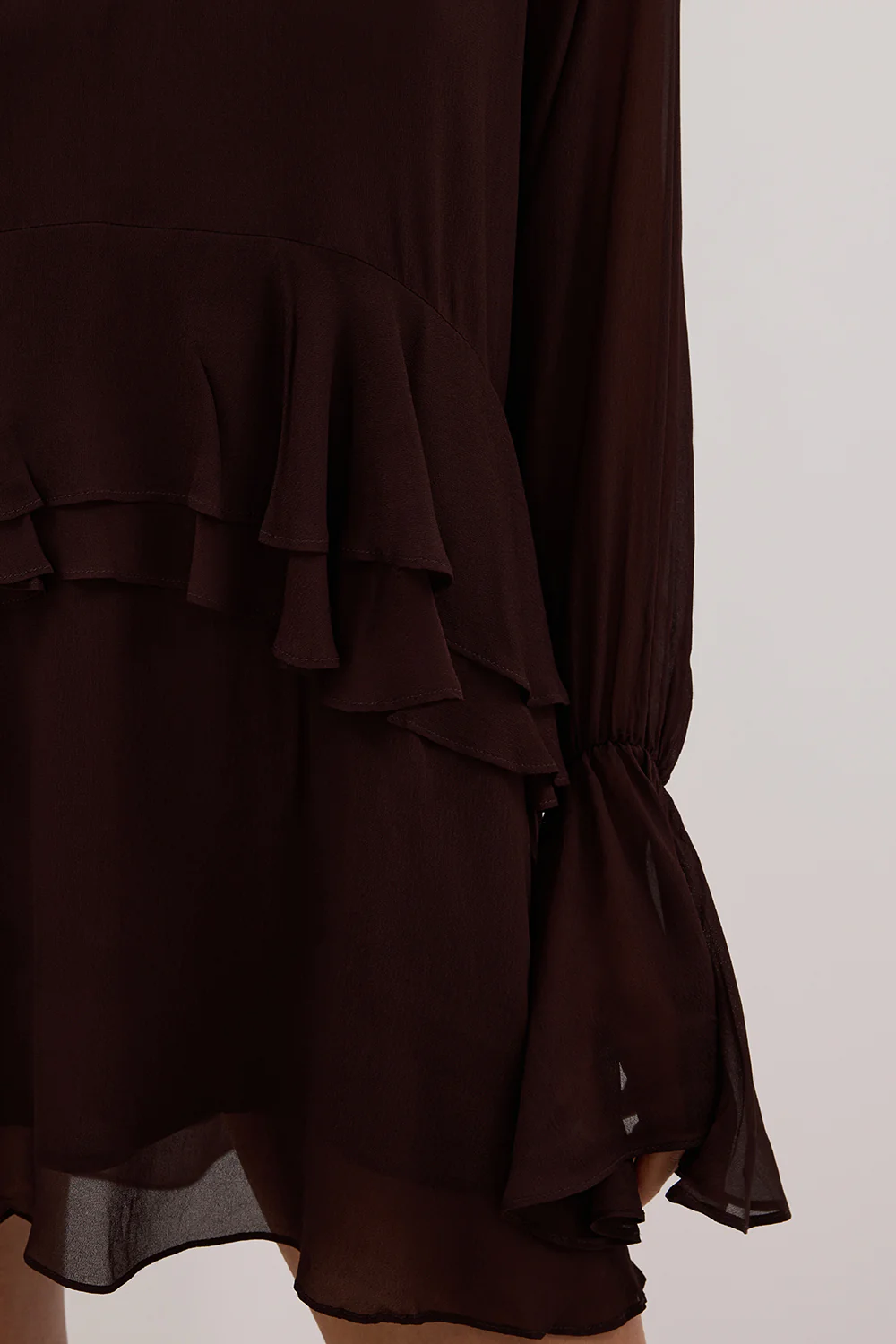 BODHI DARK CHOC LONG SLEEVE MINI DRESS - Image 5