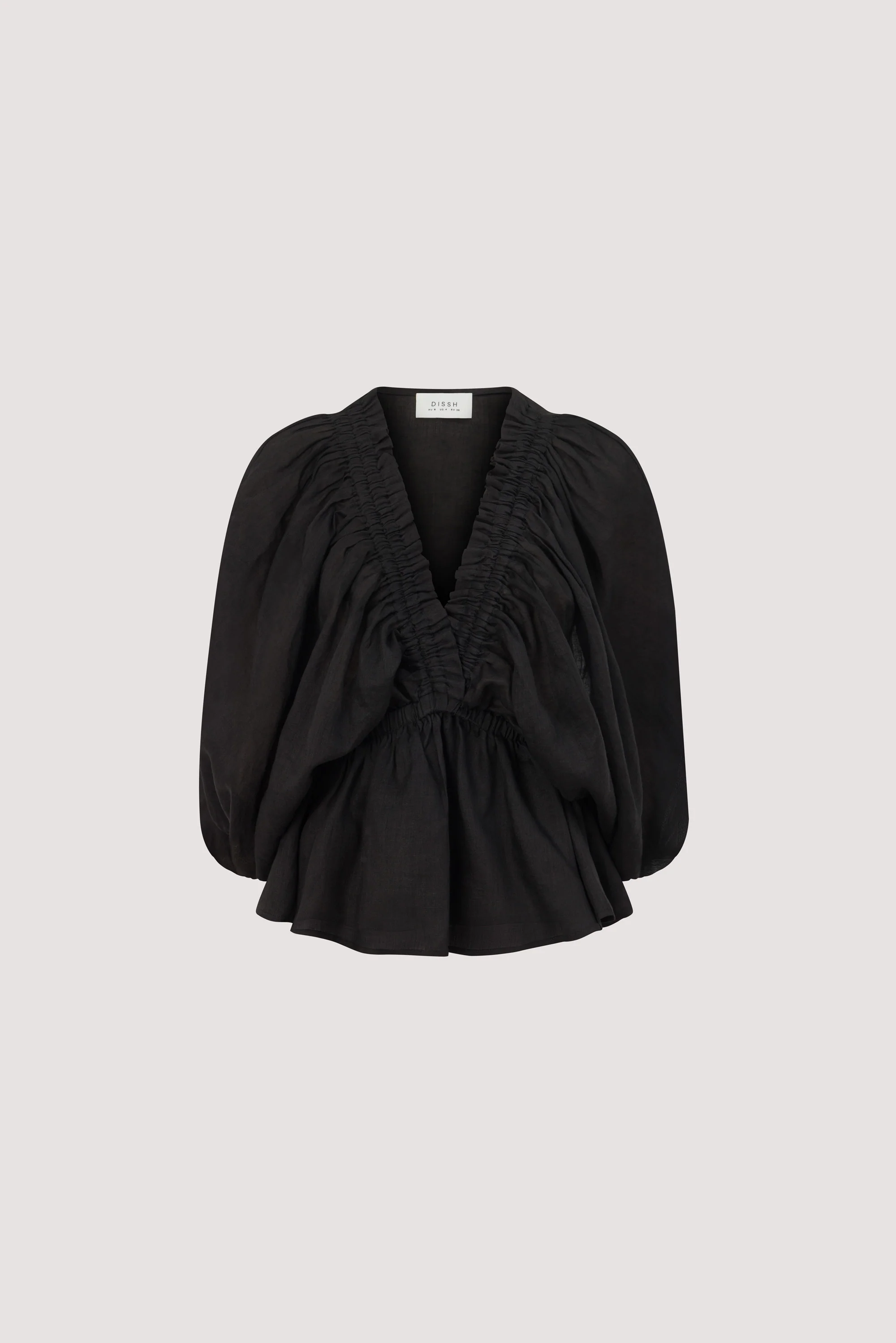 BRIELLE BLACK RAMIE LONG SLEEVE TOP - Image 6