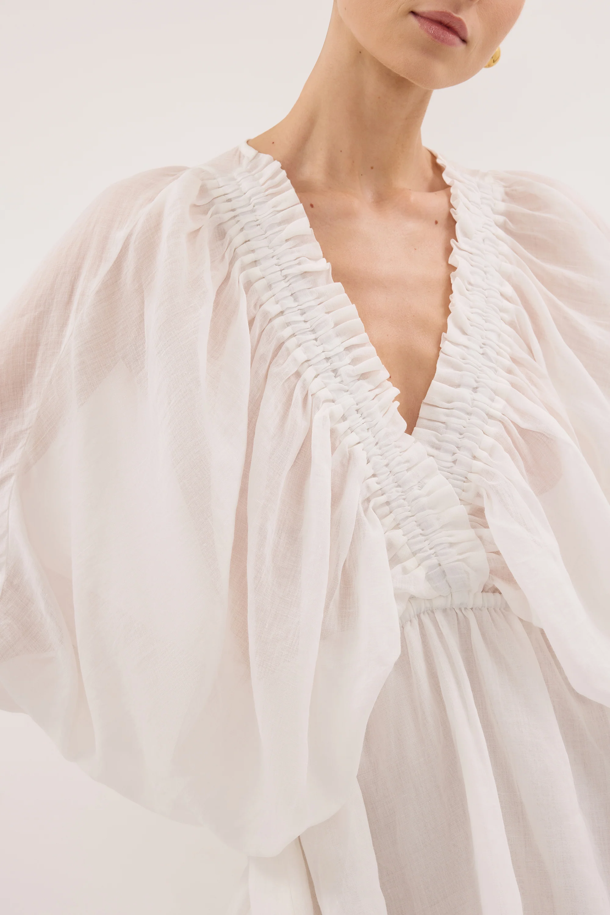 BRIELLE WHITE RAMIE MINI DRESS - Image 5