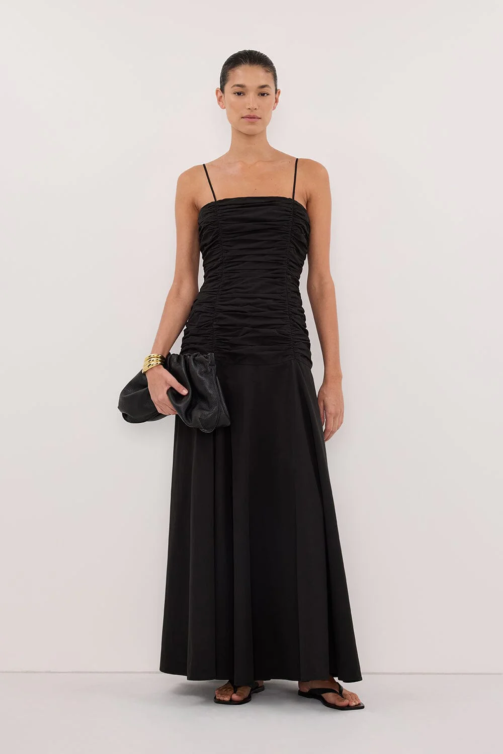 CARA BLACK SLEEVELESS COTTON MIDI DRESS - Image 2