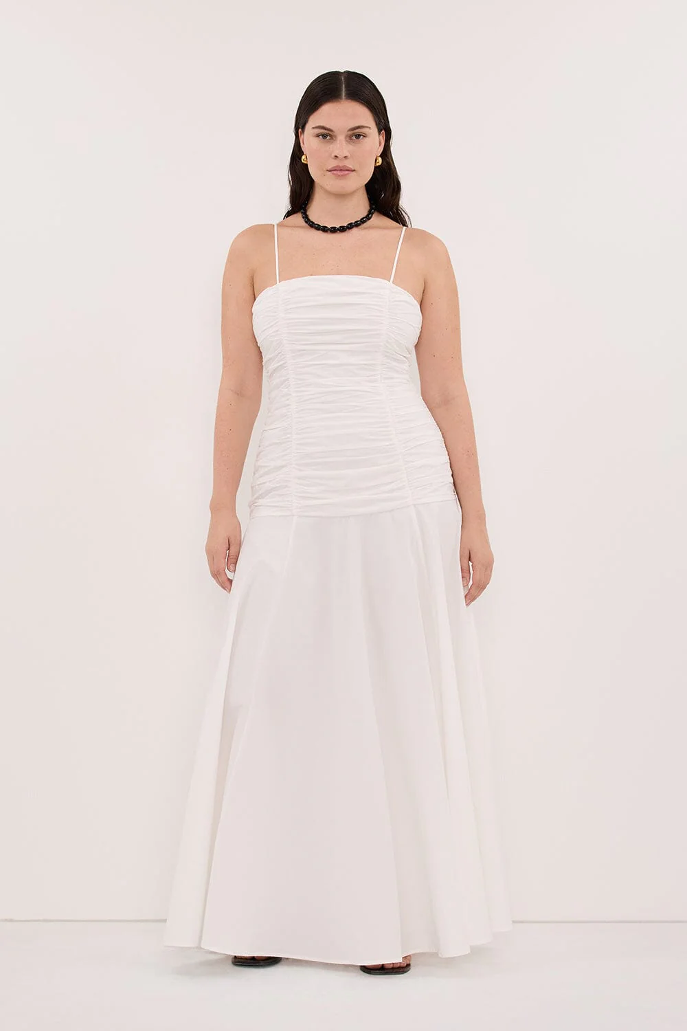 CARA WHITE SLEEVELESS COTTON MIDI DRESS - Image 7