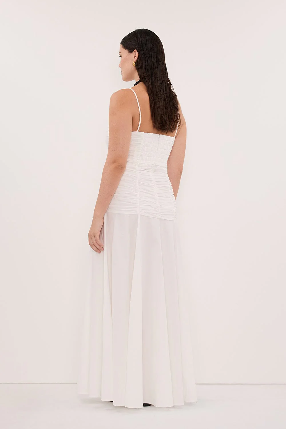 CARA WHITE SLEEVELESS COTTON MIDI DRESS - Image 8
