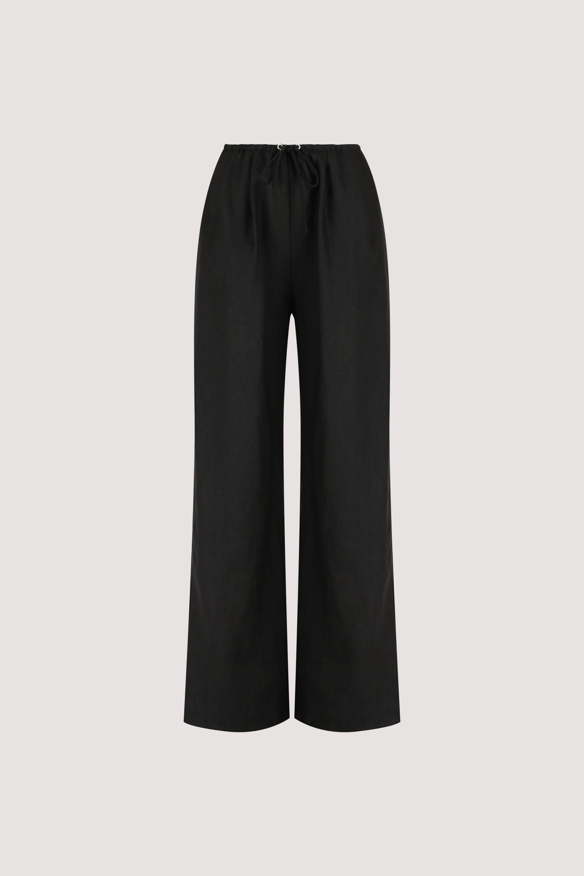 CARLA BLACK DRAWSTRING LINEN PANT - Image 6