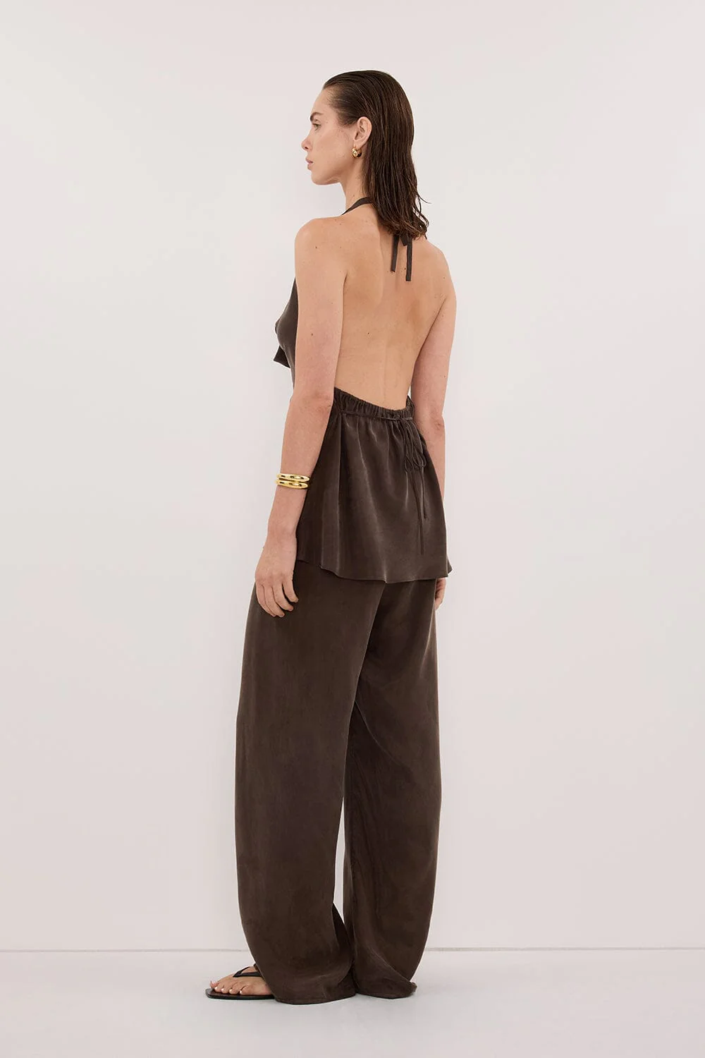 CARLENE BITTER CHOC SLEEVELESS CUPRO COWL TOP - Image 4